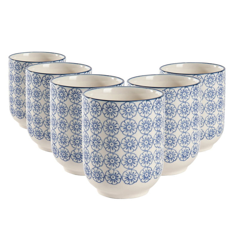 280ml Hand Printed Stoneware Tumblers - Pack of Six - By Nicola Spring