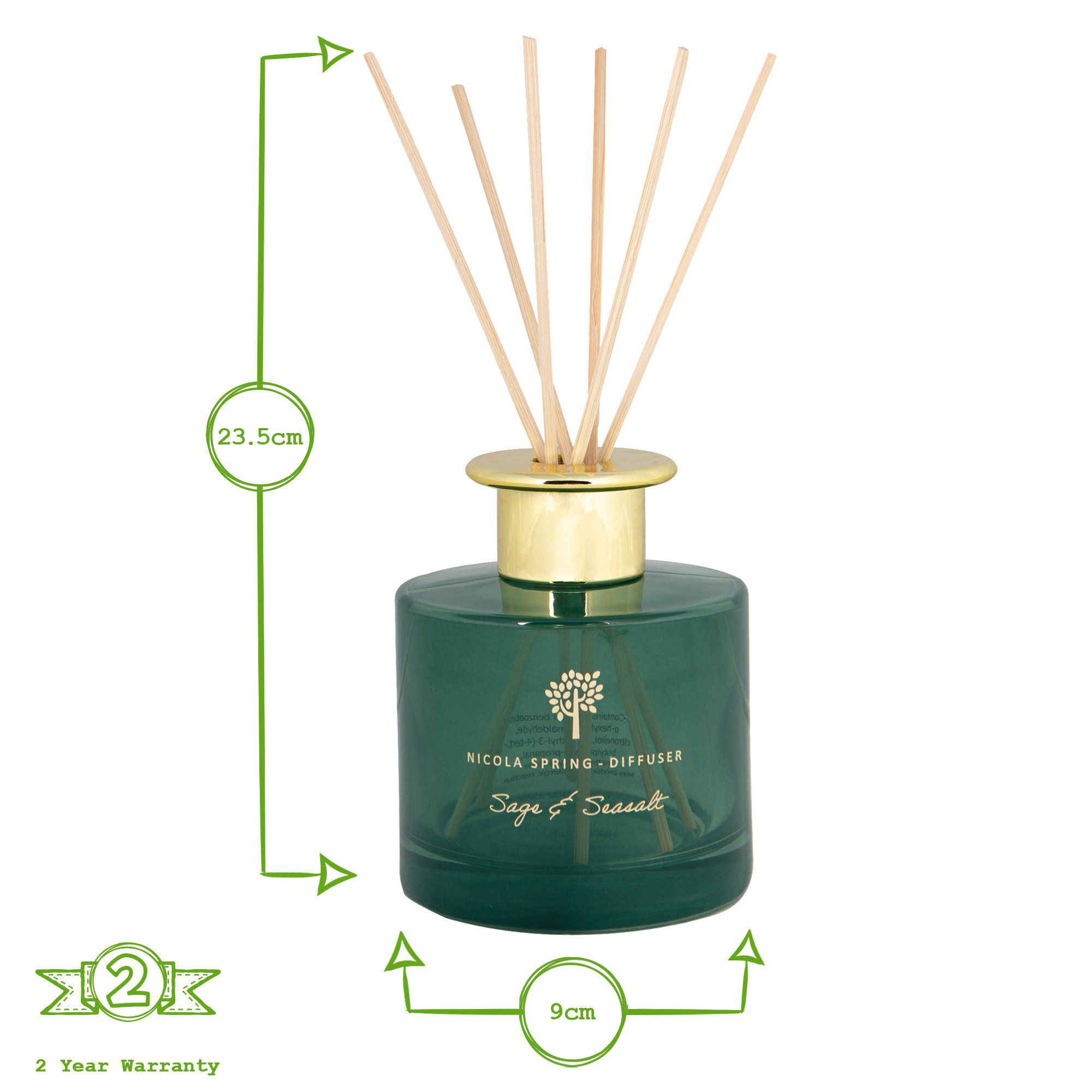 200ml Sage & Seasalt Glass Reed Diffuser