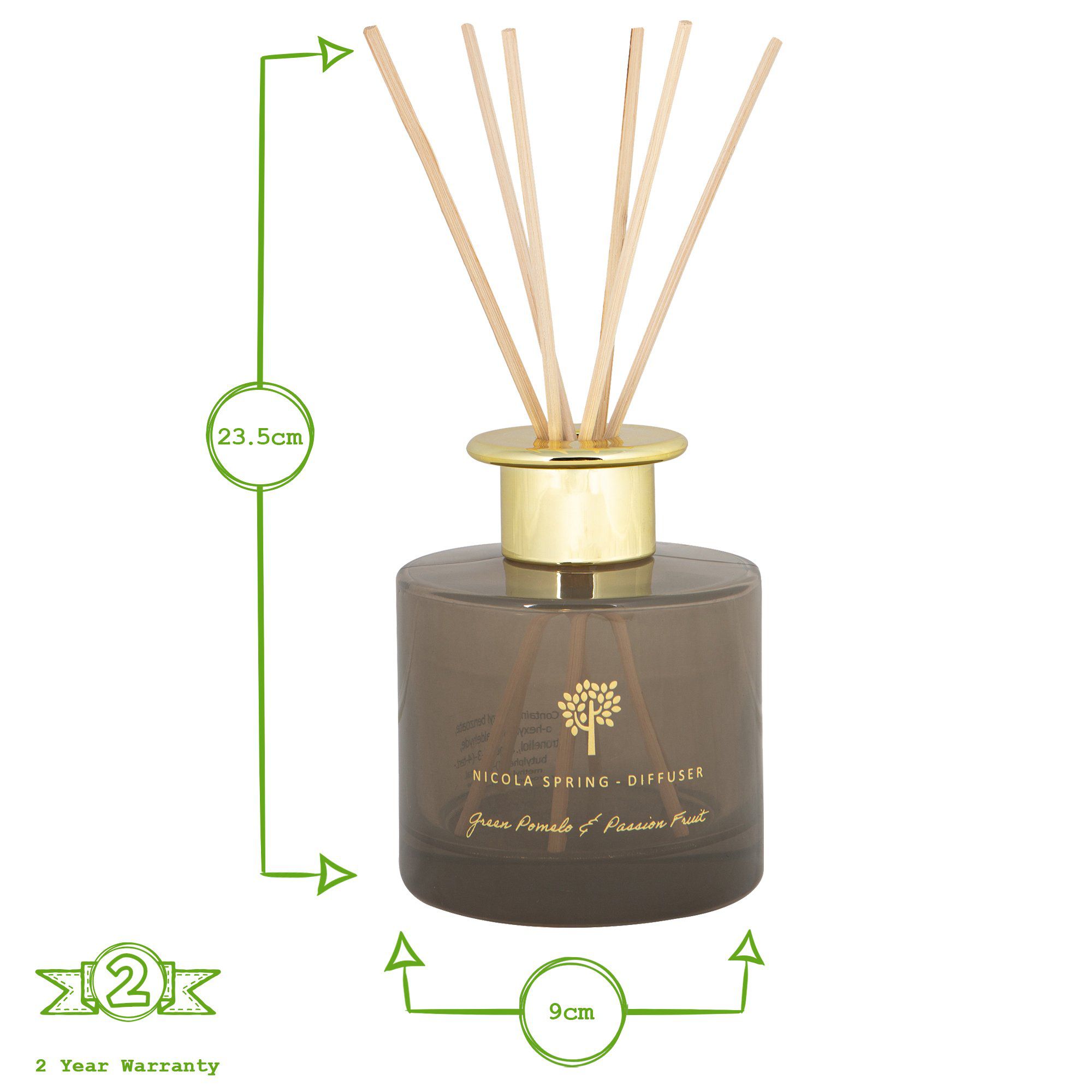 200ml Green Pomelo & Passion Fruit Glass Reed Diffuser