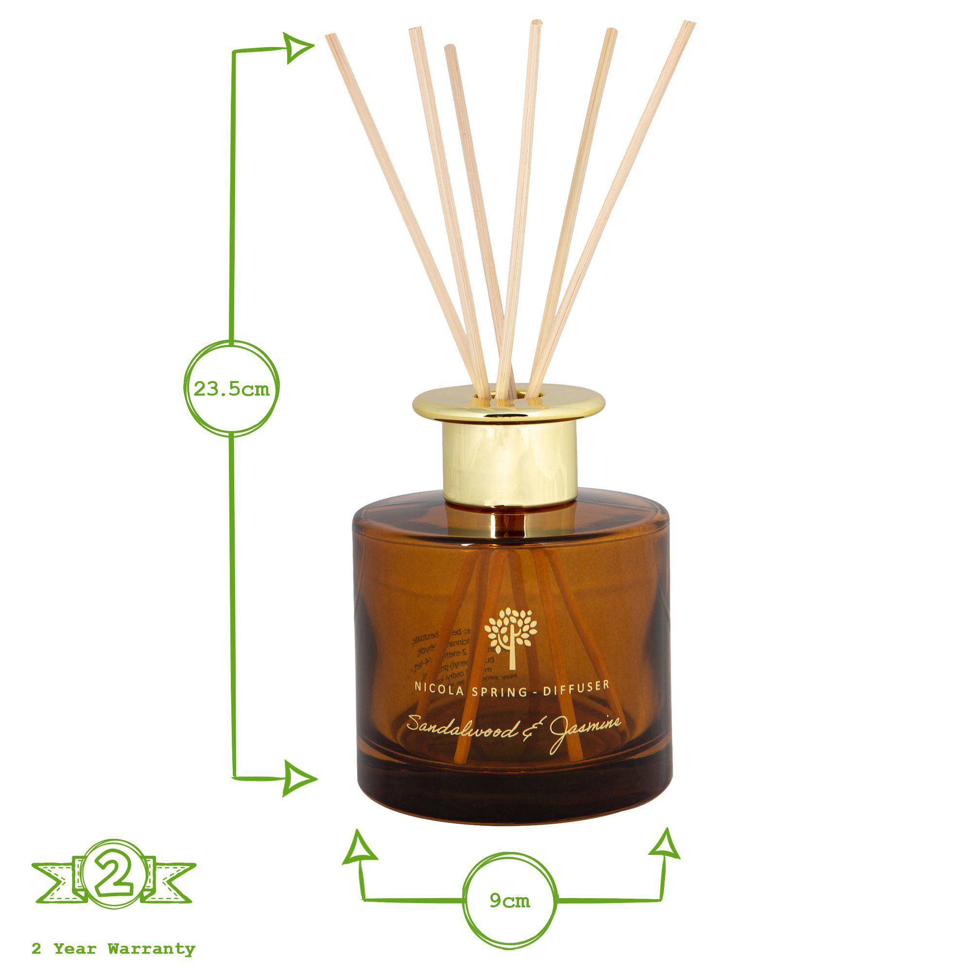 200ml Sandalwood & Jasmine Glass Reed Diffuser