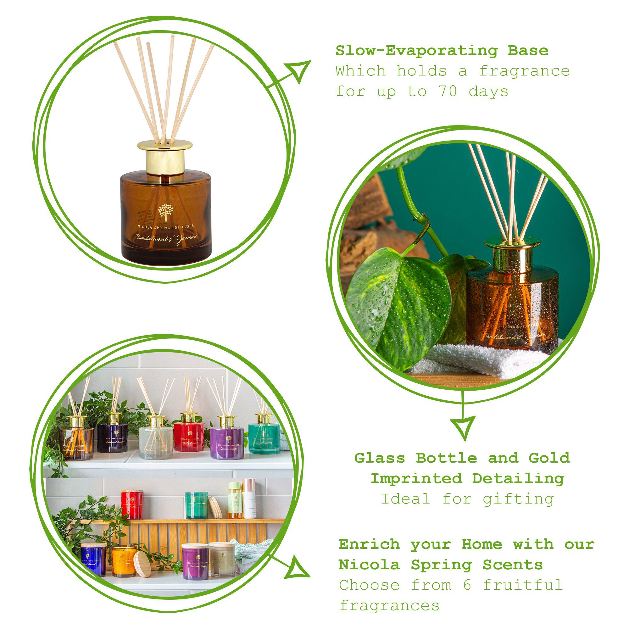 200ml Sandalwood & Jasmine Glass Reed Diffuser
