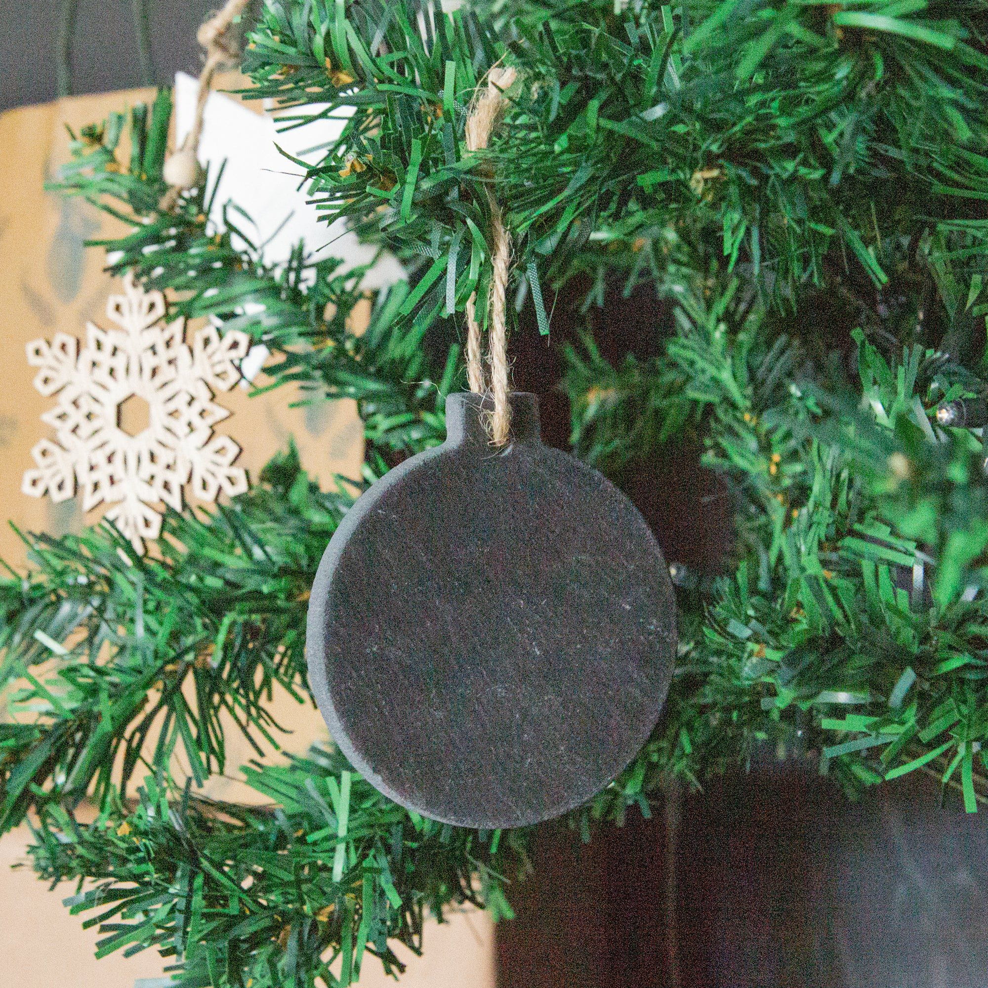Slate Bauble Christmas Tree Decoration - Pack of Six