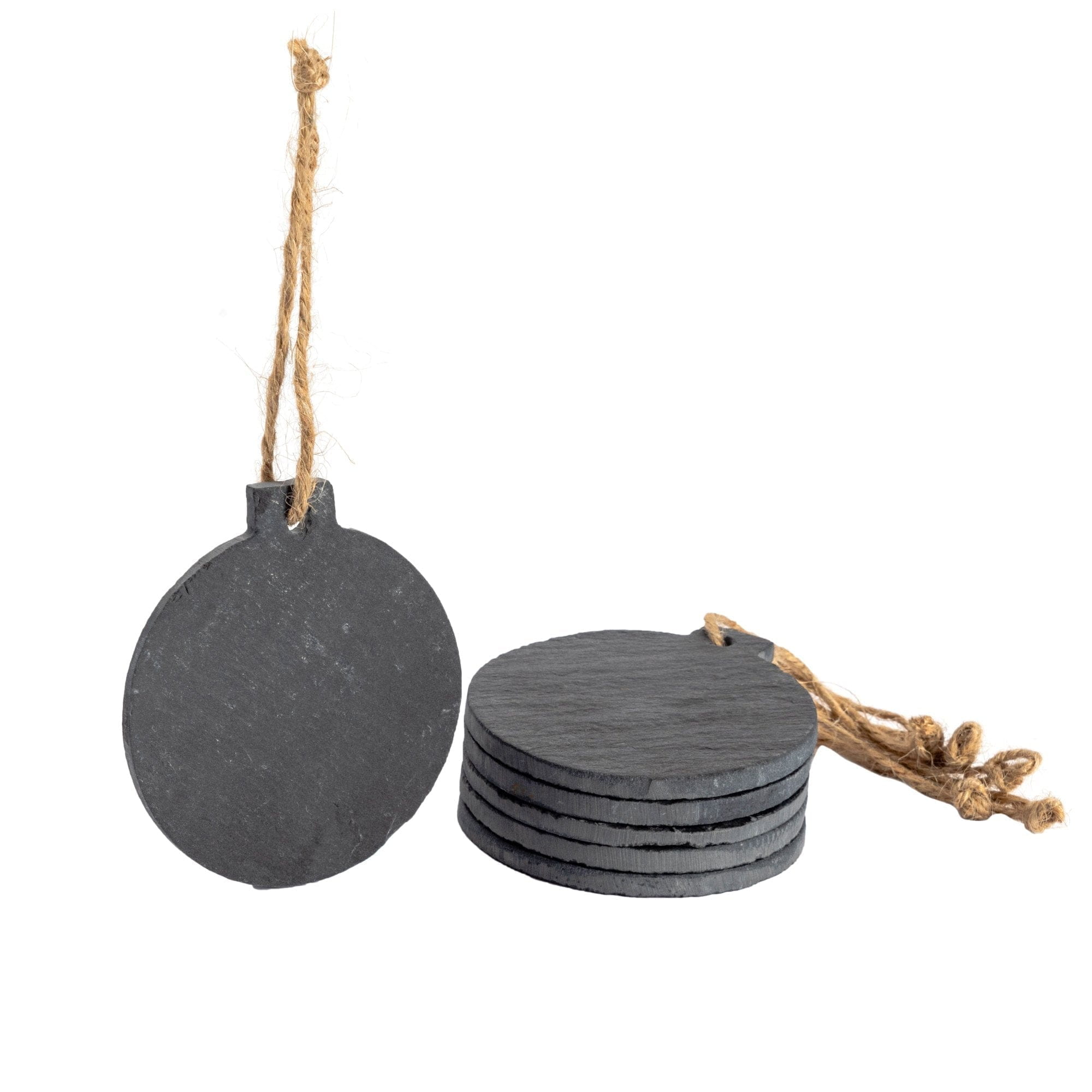 Slate Bauble Christmas Tree Decoration - Pack of Six
