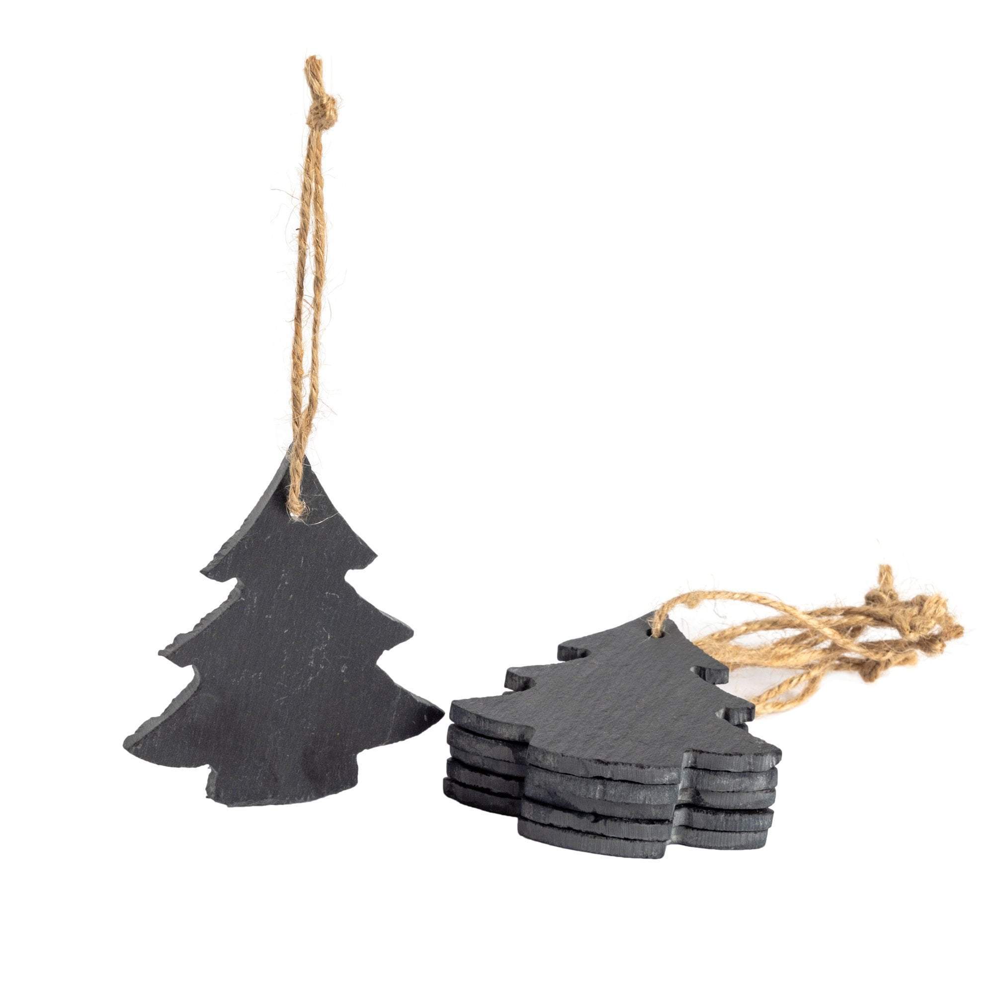 Slate Christmas Tree Decoration - Pack of Six