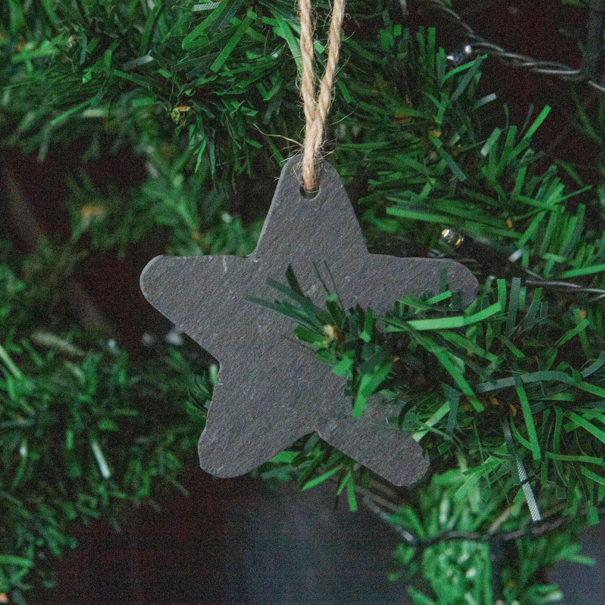 Slate Star Christmas Tree Decoration - Pack of Six