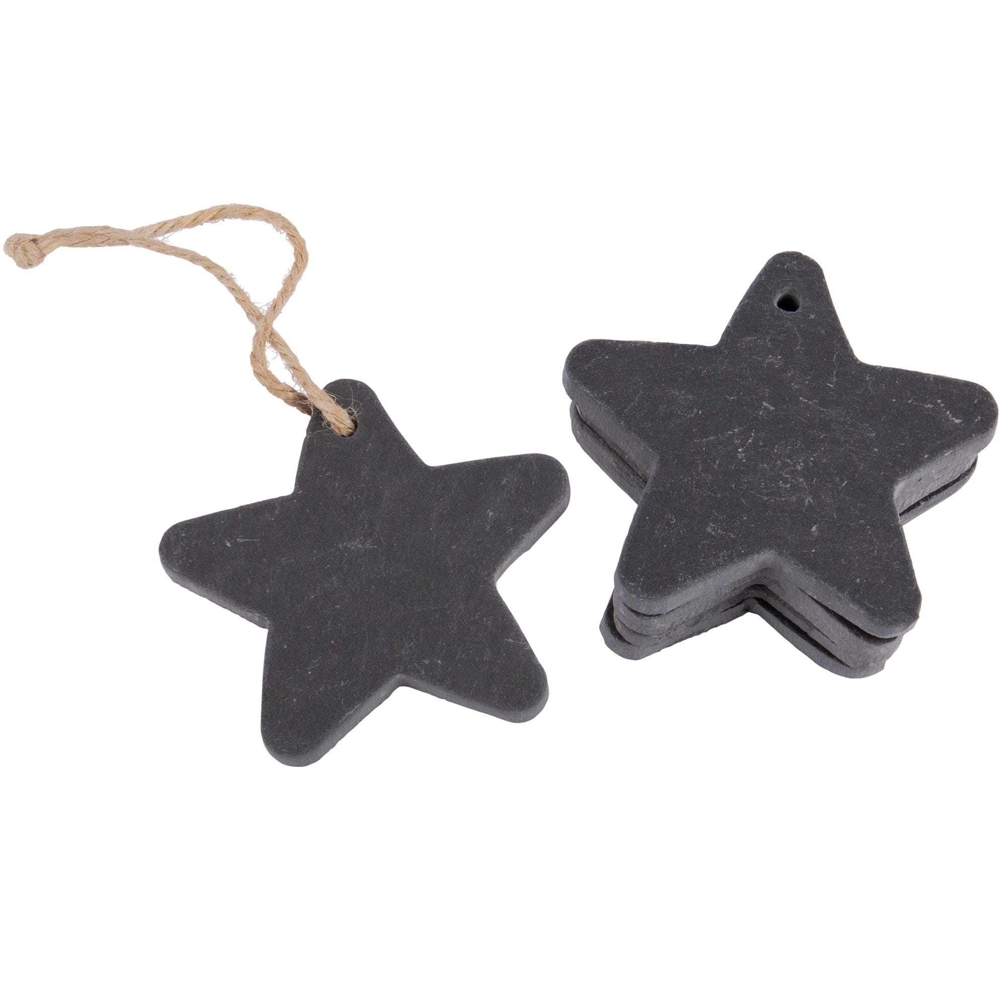 Slate Star Christmas Tree Decoration - Pack of Six