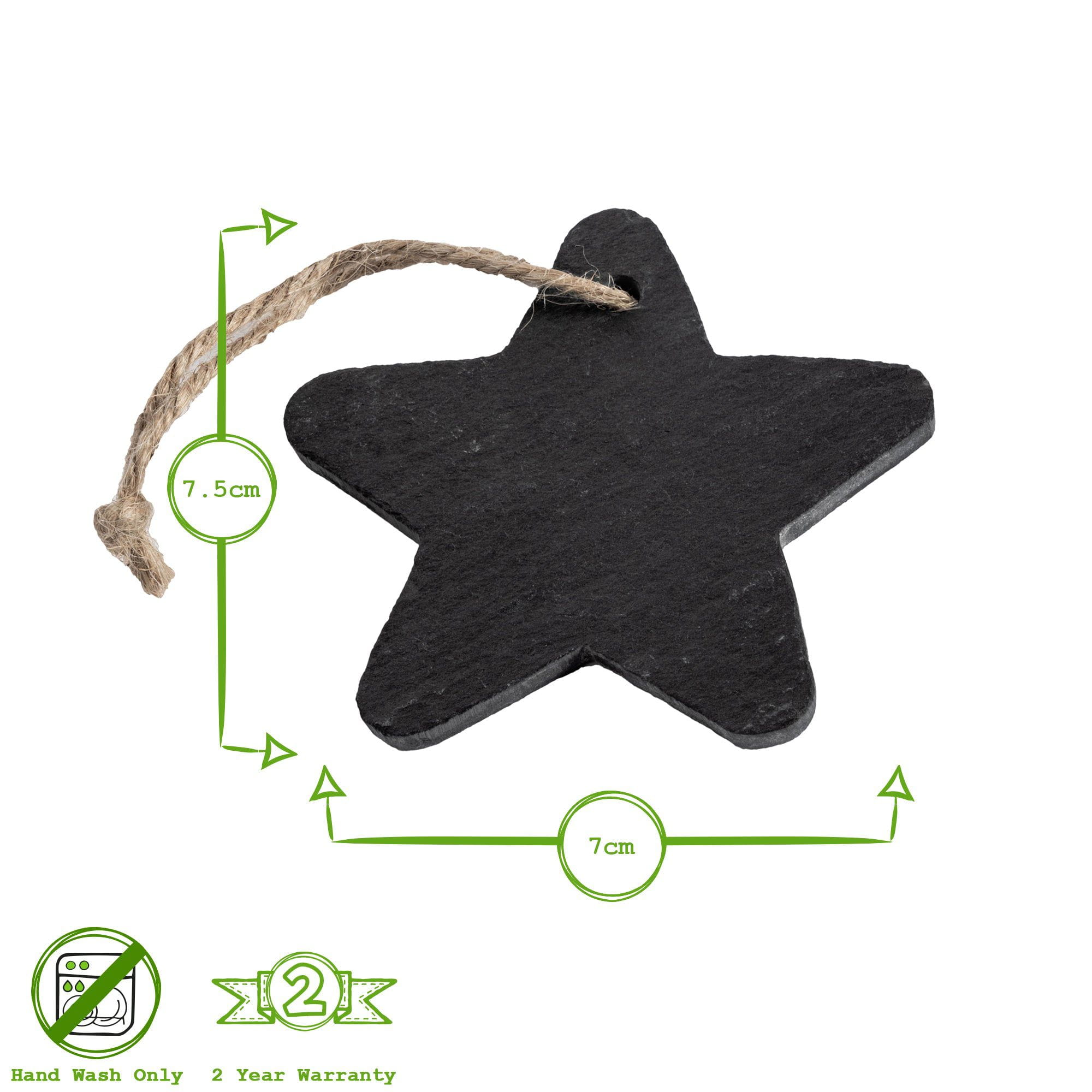 Slate Star Christmas Tree Decoration - Pack of Six