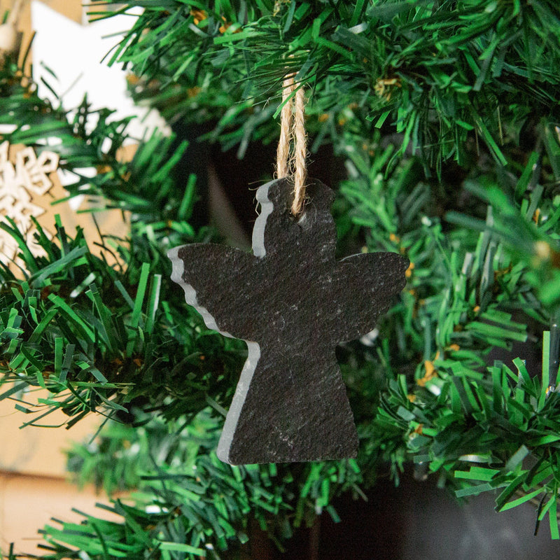 Angel Slate Christmas Tree Decoration - Pack of Six - By Nicola Spring