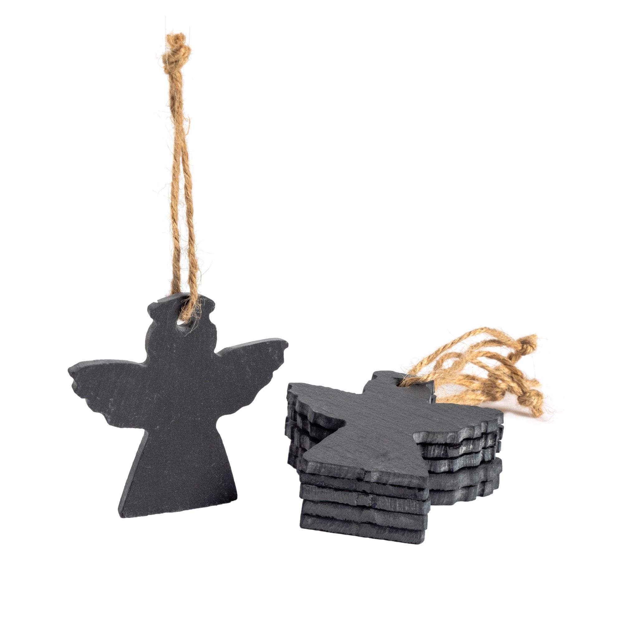 Angel Slate Christmas Tree Decoration - Pack of Six