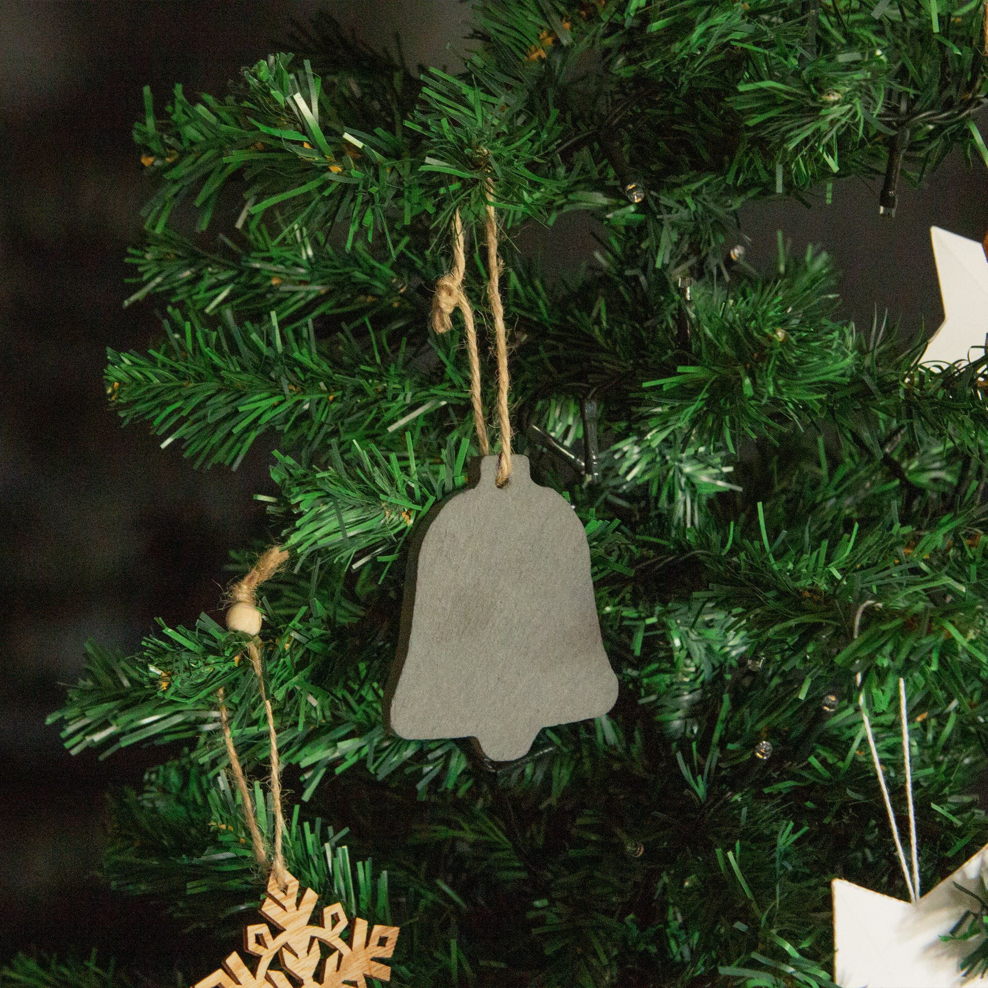 Slate Bell Christmas Tree Decoration - Pack of Six