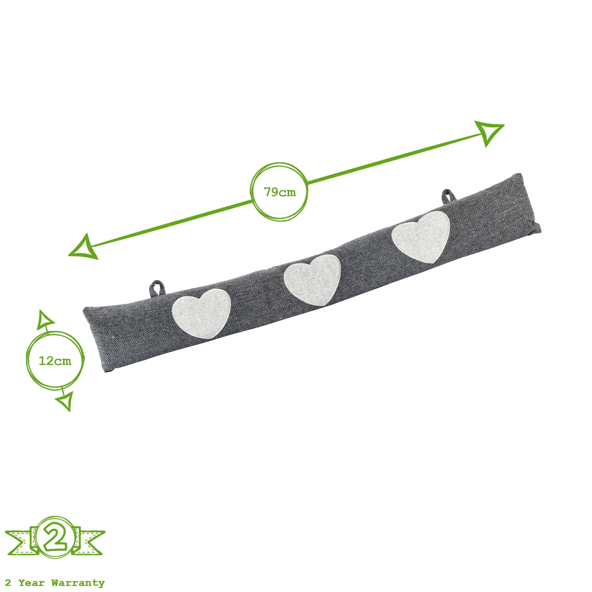 Heart Herringbone Draught Excluder - 79cm