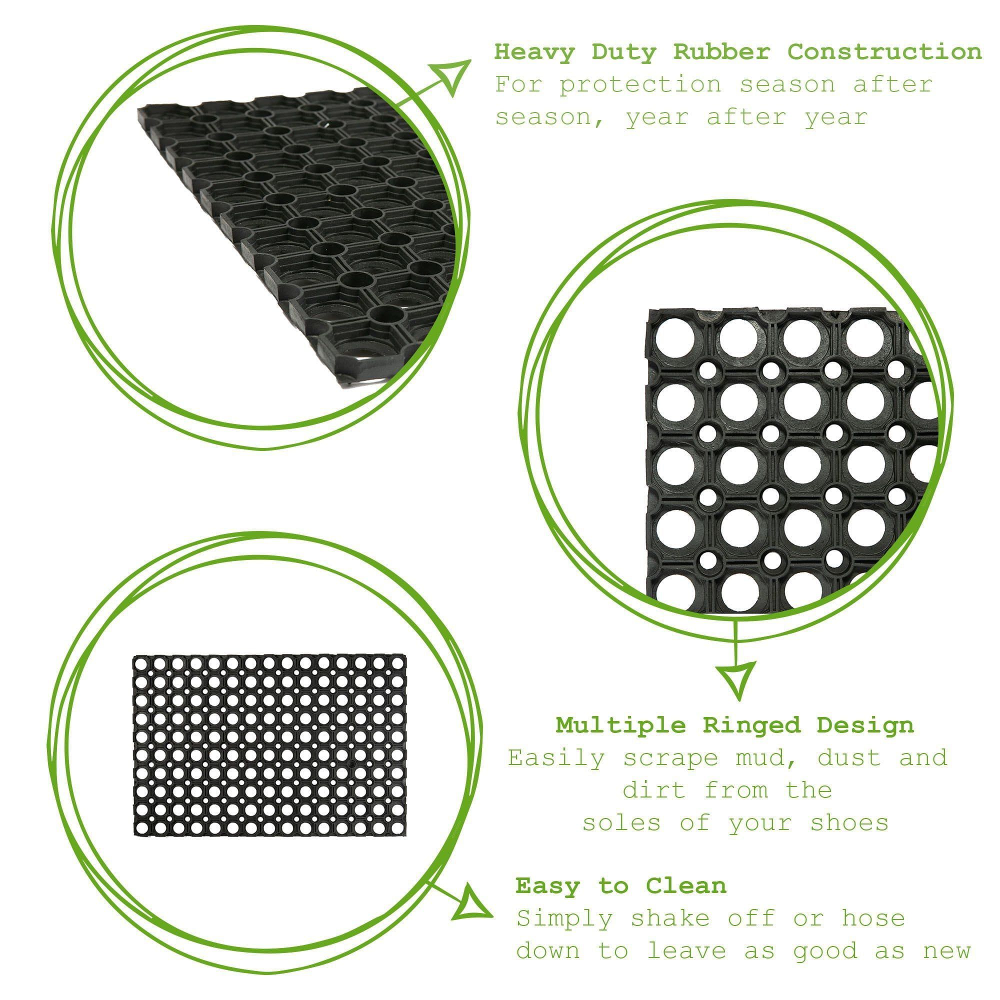 60cm x 40cm Black Heavy Duty Rubber Door Mat