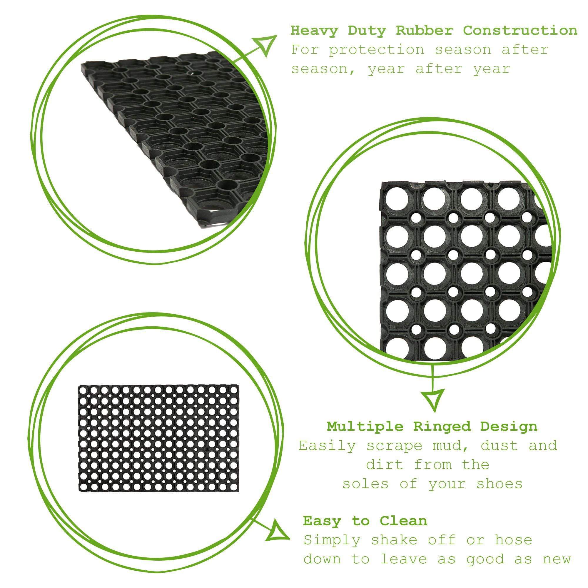 80cm x 60cm Black Heavy Duty Rubber Door Mat