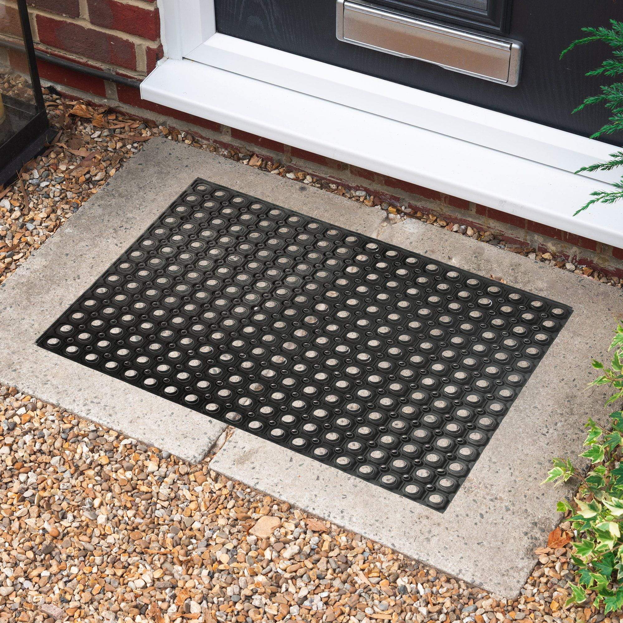 80cm x 60cm Black Heavy Duty Rubber Door Mat