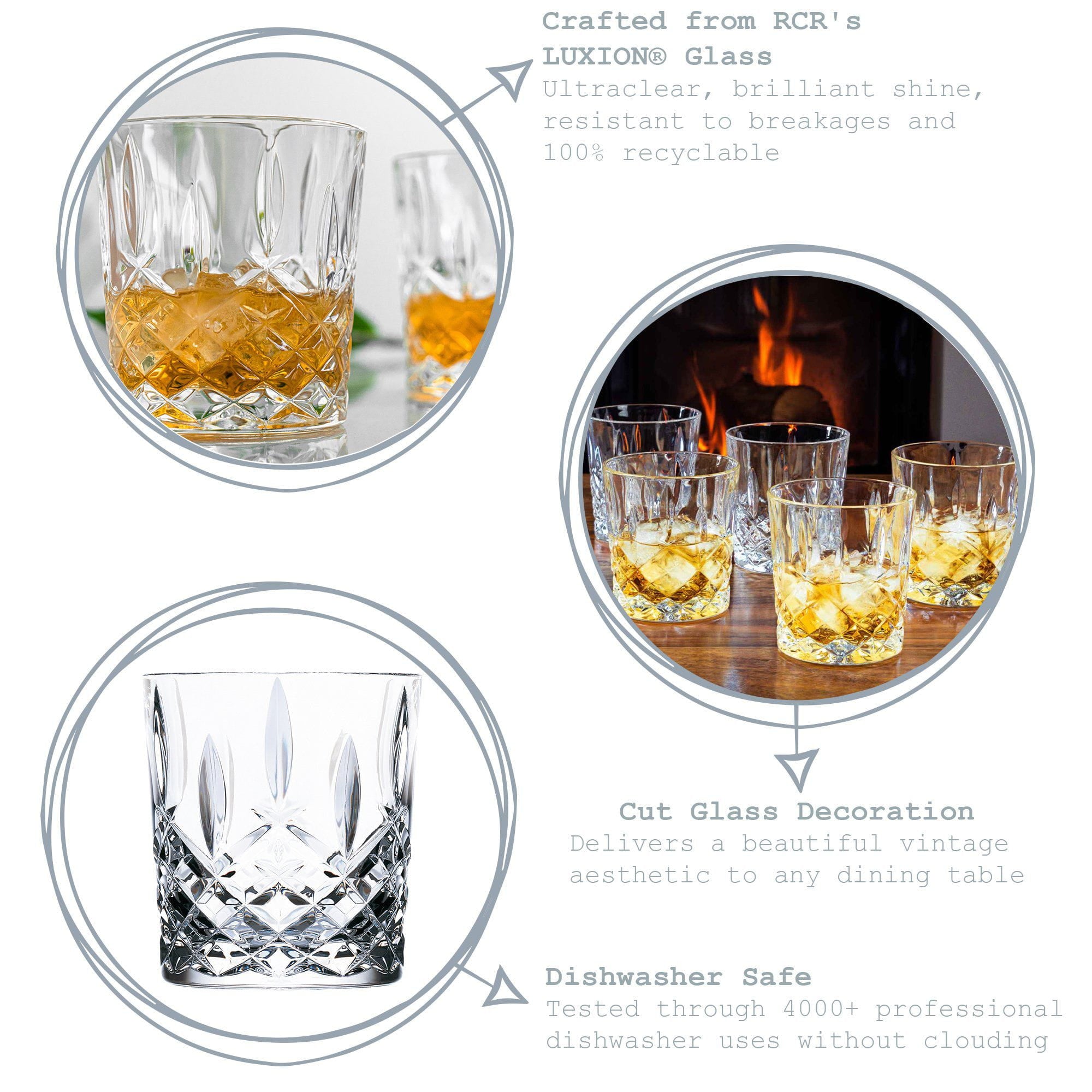 340ml Crystal Orchestra Whisky Glasses - Pack of Six