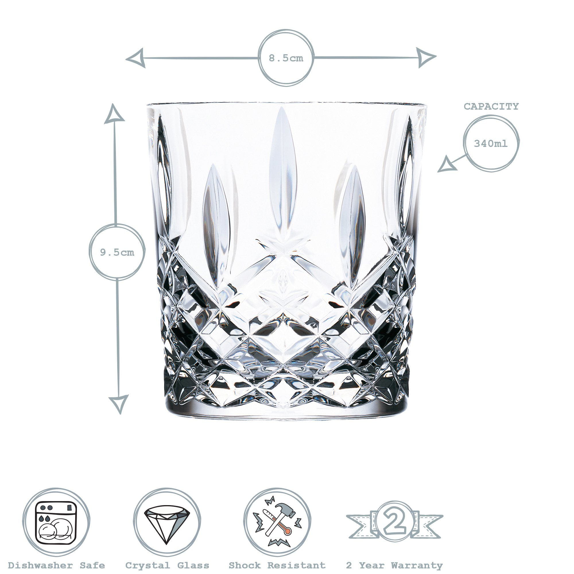 340ml Crystal Orchestra Whisky Glasses - Pack of Six