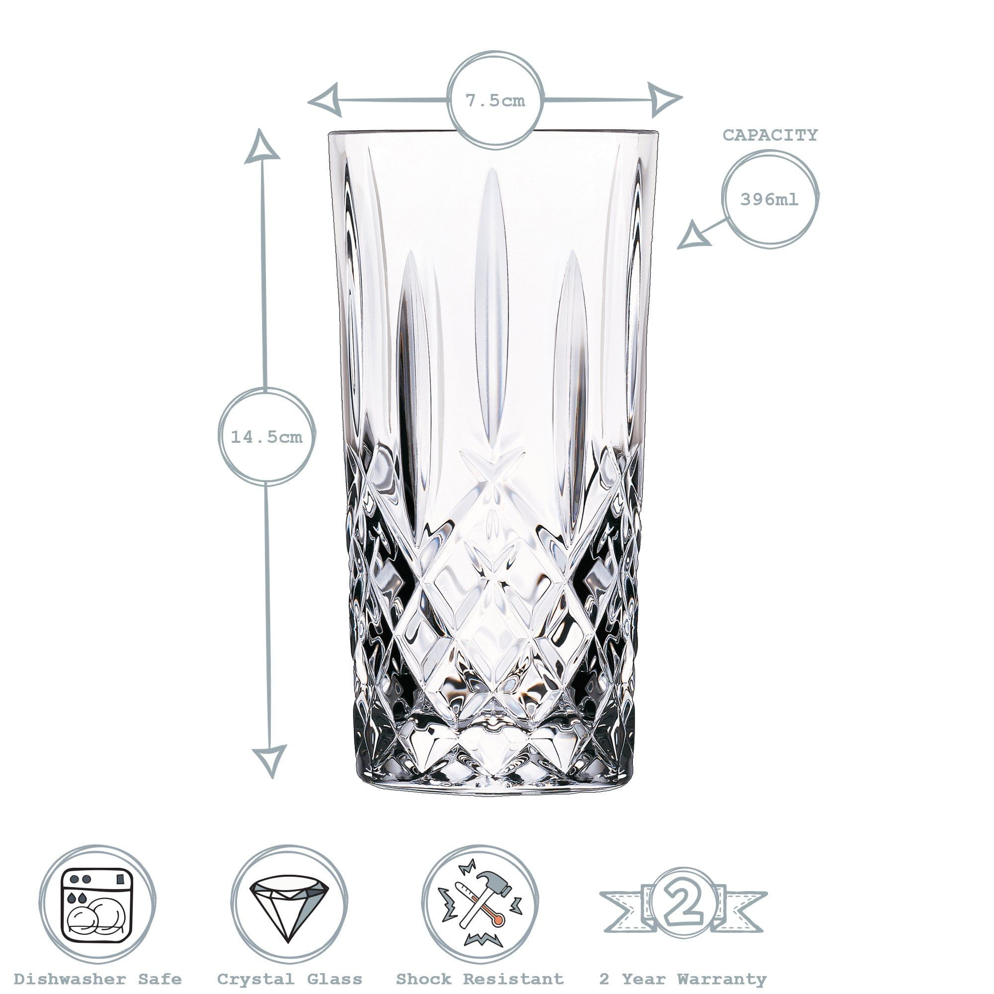 Orchestra Crystal Highball Glasses - Pack of Six