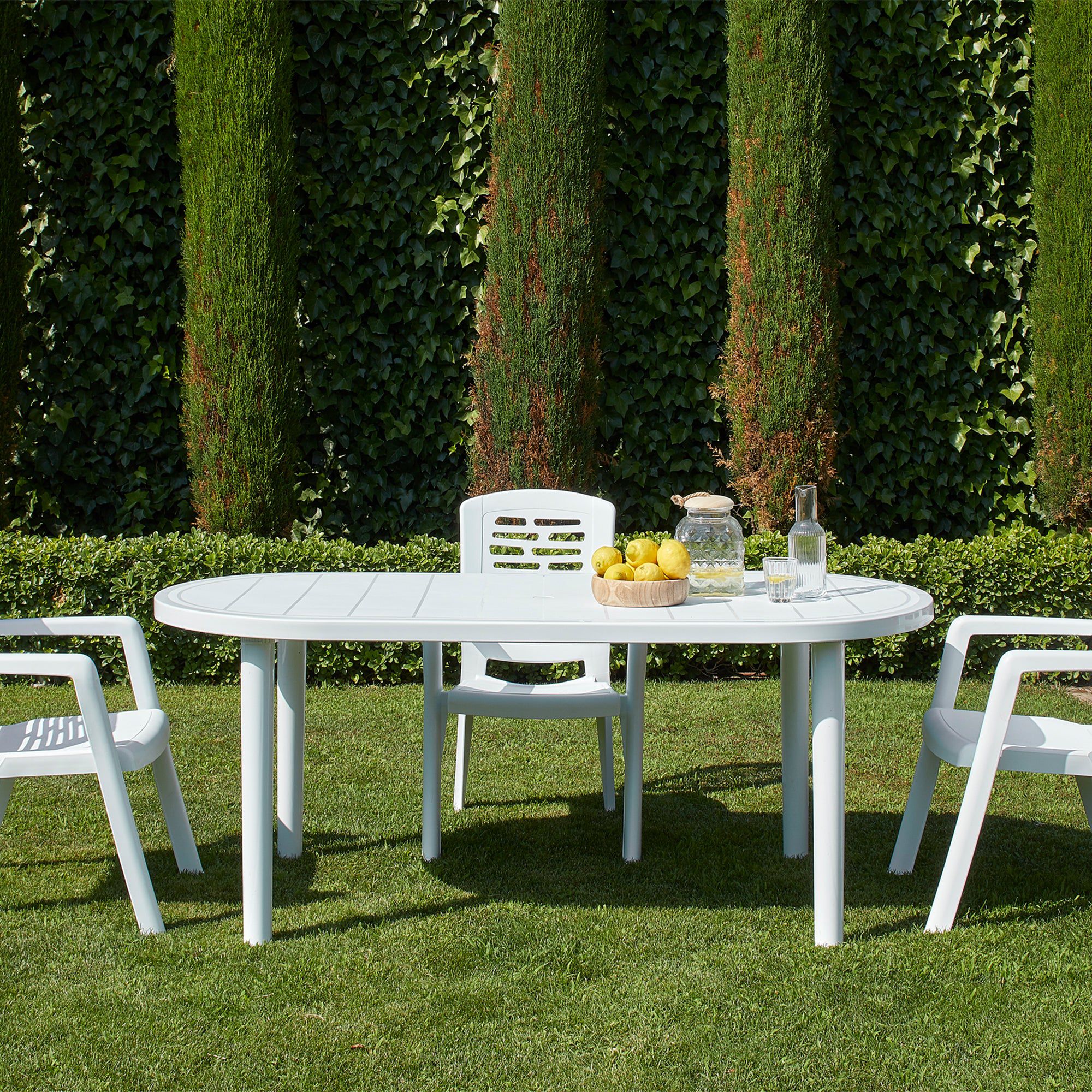 Six-Seater Oval Brava Plastic Garden Dining Table 180cm x 90cm