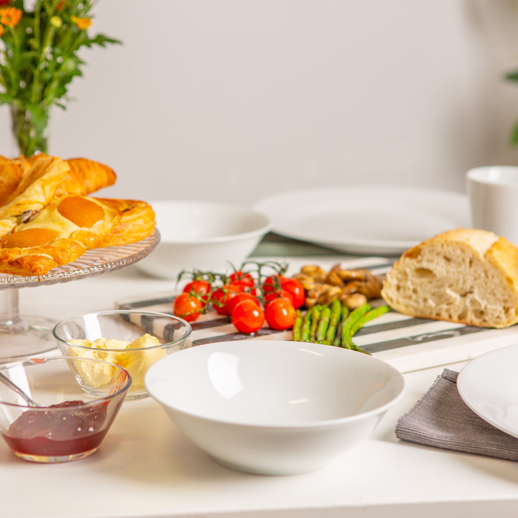 18cm White Cereal Bowls - Pack of Six