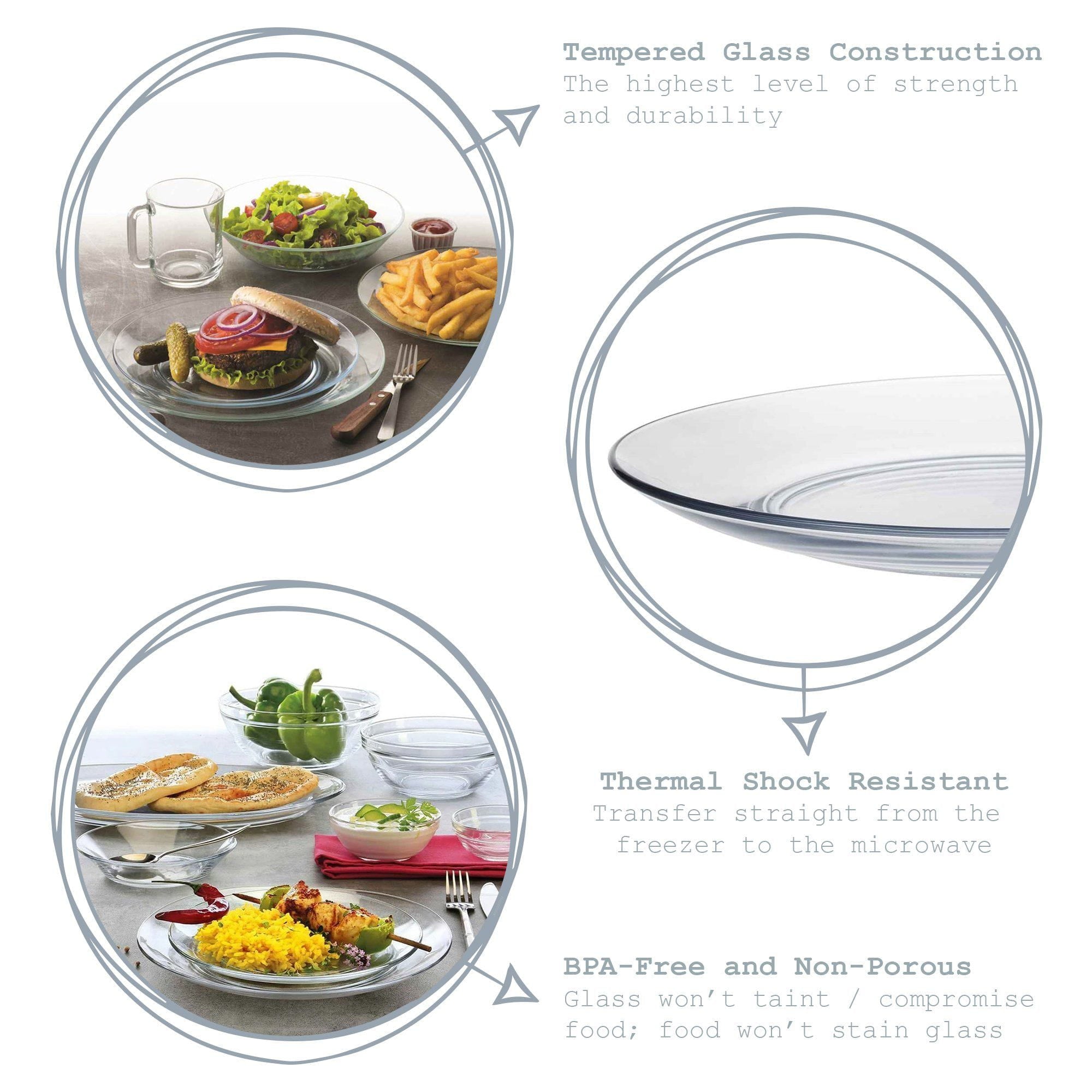 23.5cm Clear Lys Glass Dinner Plates - Pack of Six