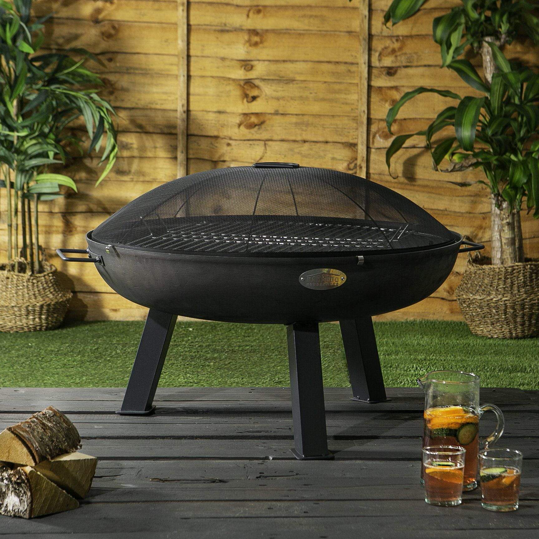 3pc Round Fire Pit, Grill and Dome Set