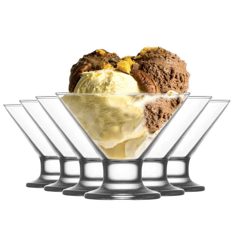 LAV 6 Piece Crema Glass Ice Cream Bowls Set - 165ml