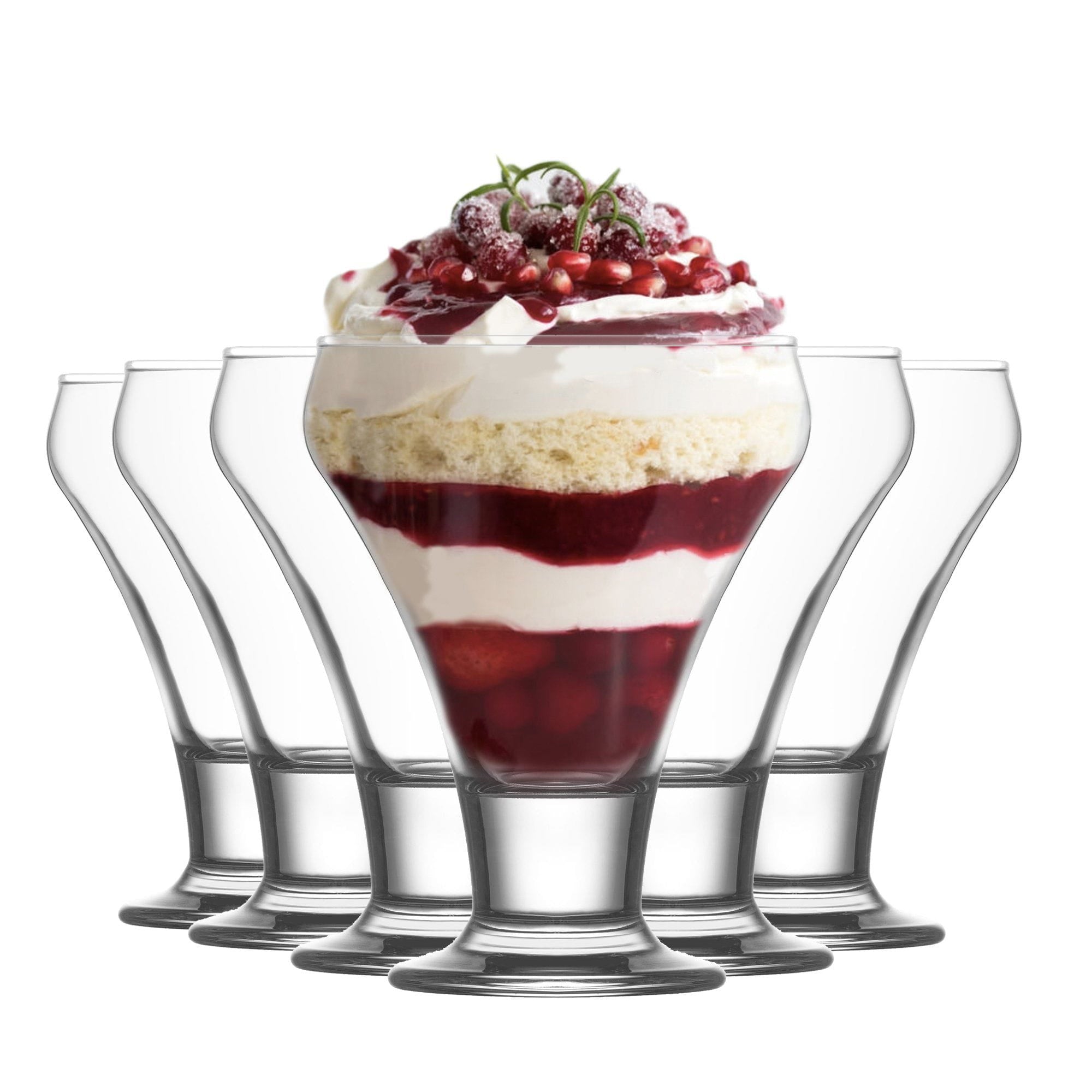 LAV 6 Piece Frosty Glass Ice Cream Bowls Set - 305ml