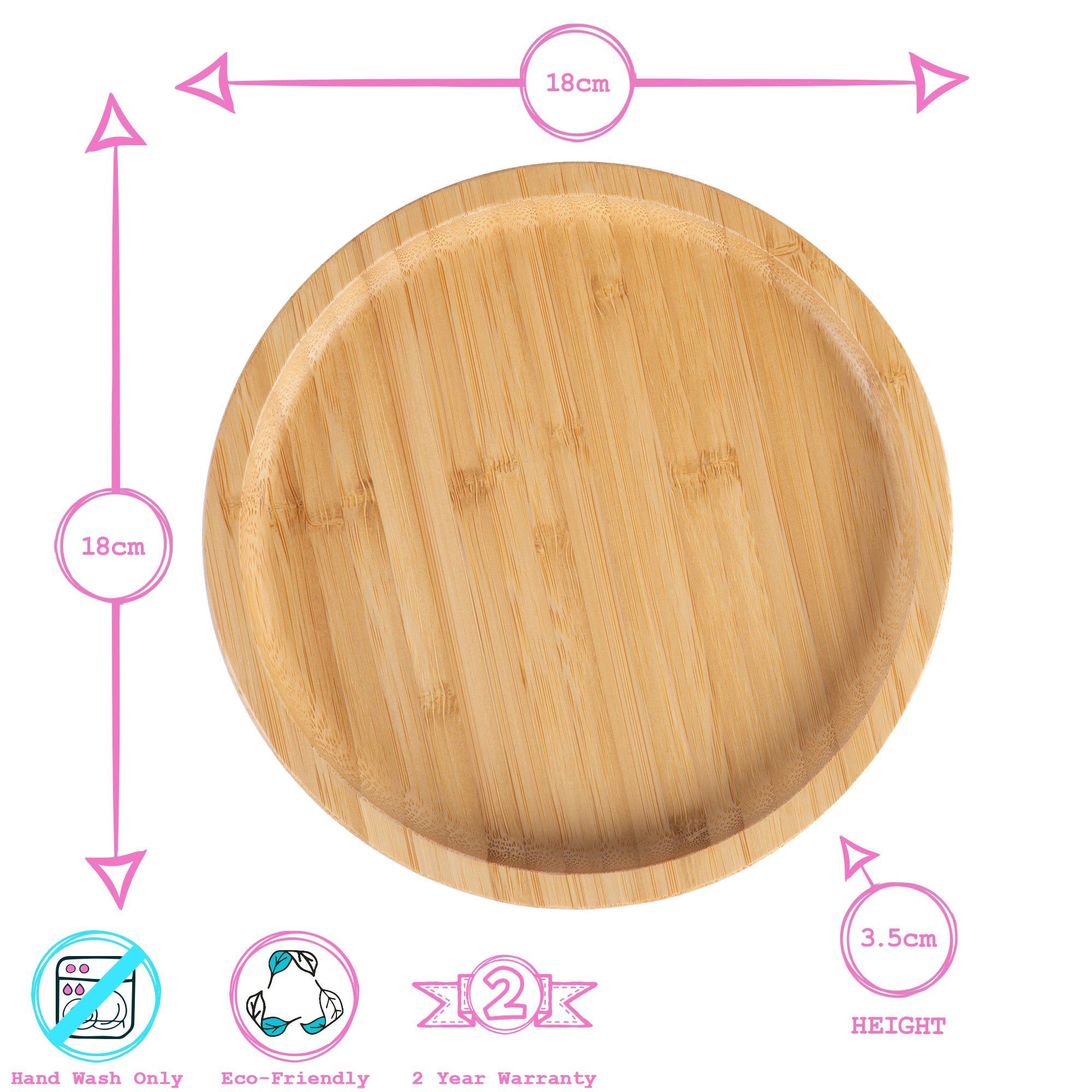 Round Open Bamboo Suction Plate
