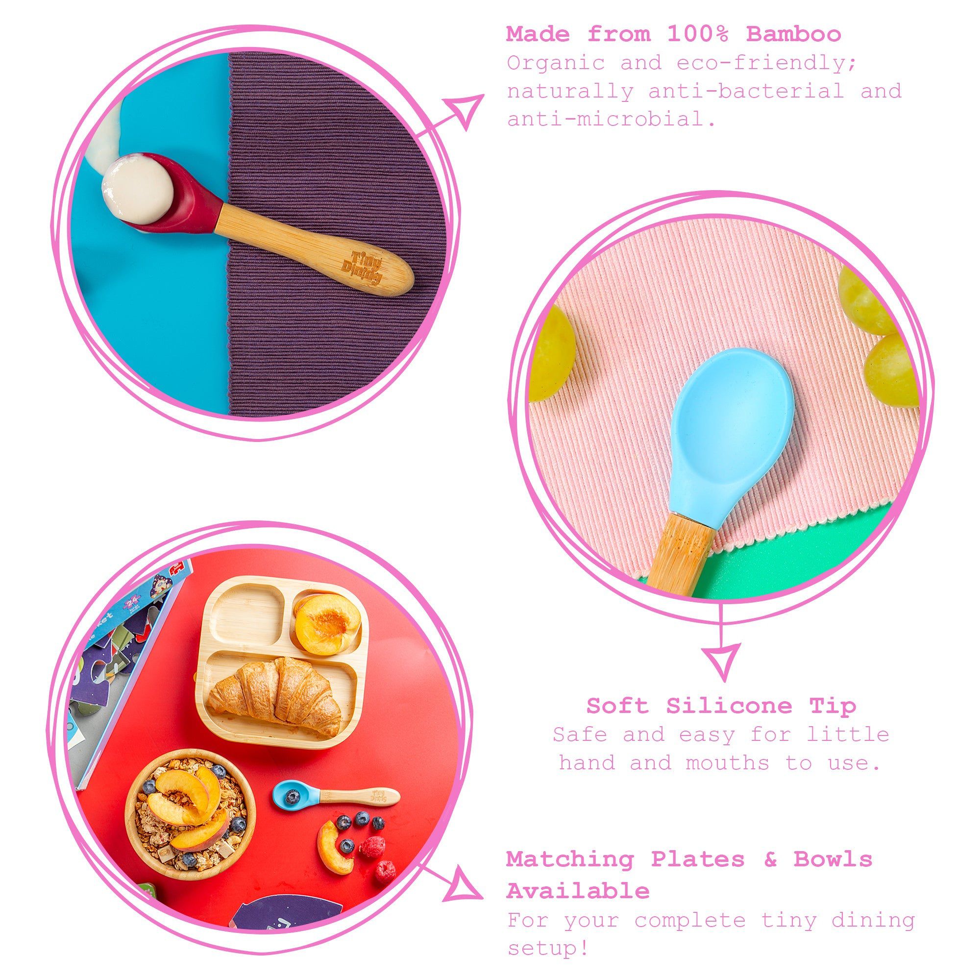 Soft Tip Bamboo Spoon - Silicone Tip