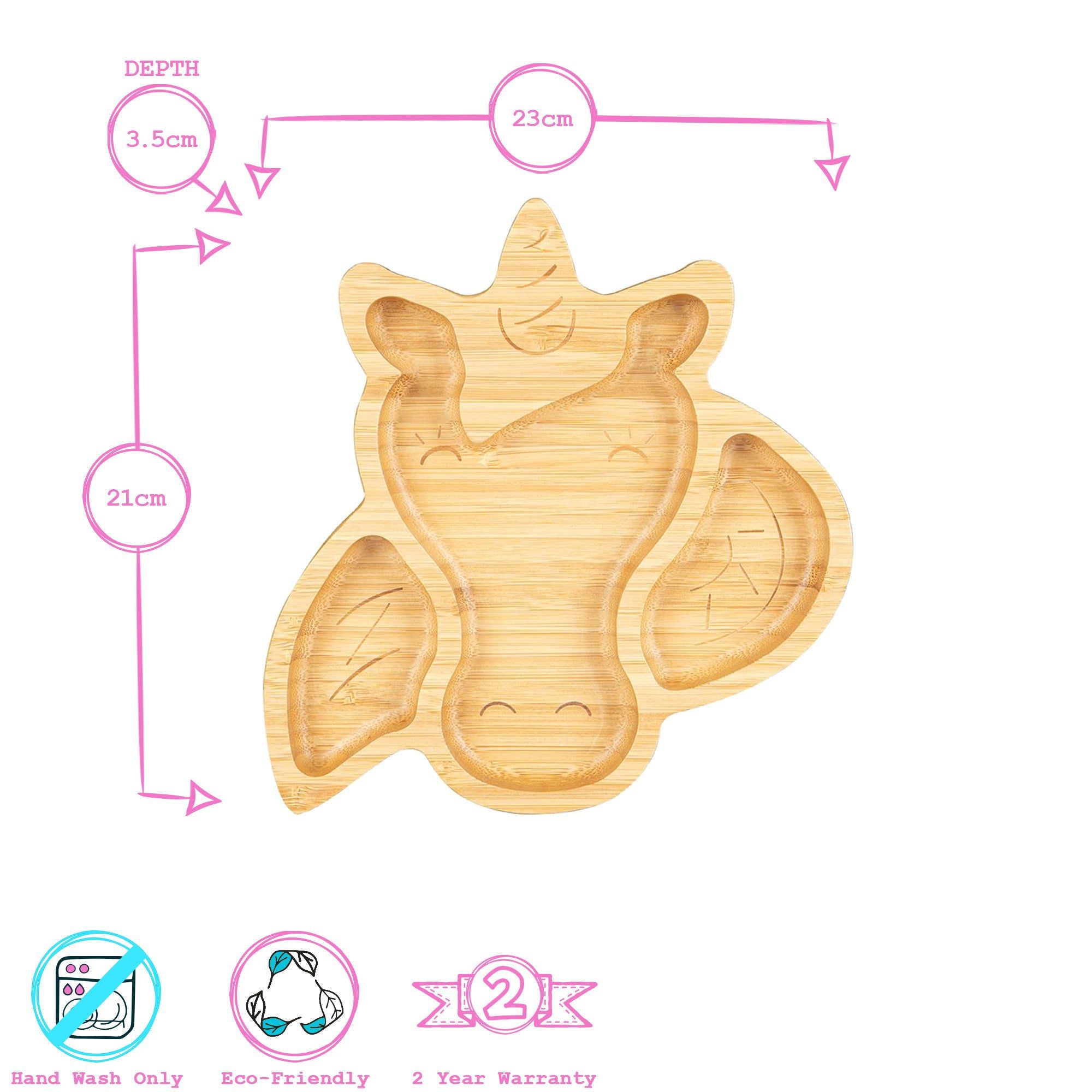 Bella The Unicorn Bamboo Suction Plate