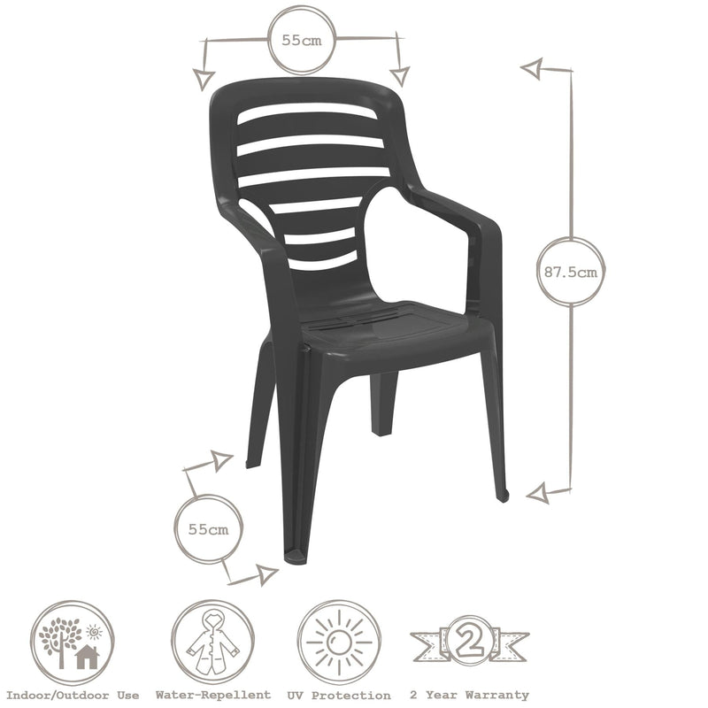 Pireo Plastic Garden Dining Armchairs - Pack of Two - By Resol