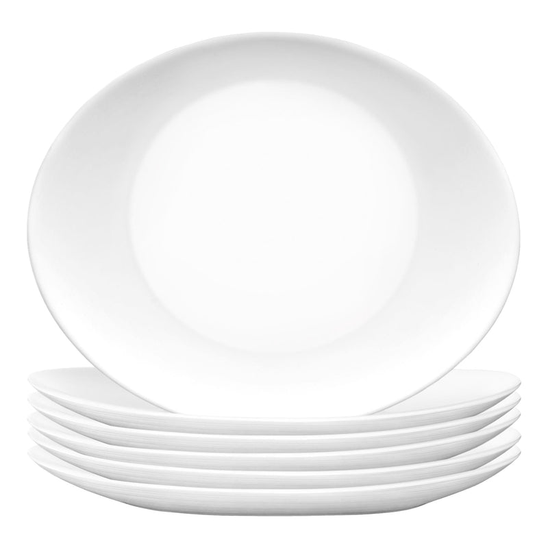 White 32cm Prometeo Oval Glass Steak Plates - Pack of 6 - By Bormioli Rocco