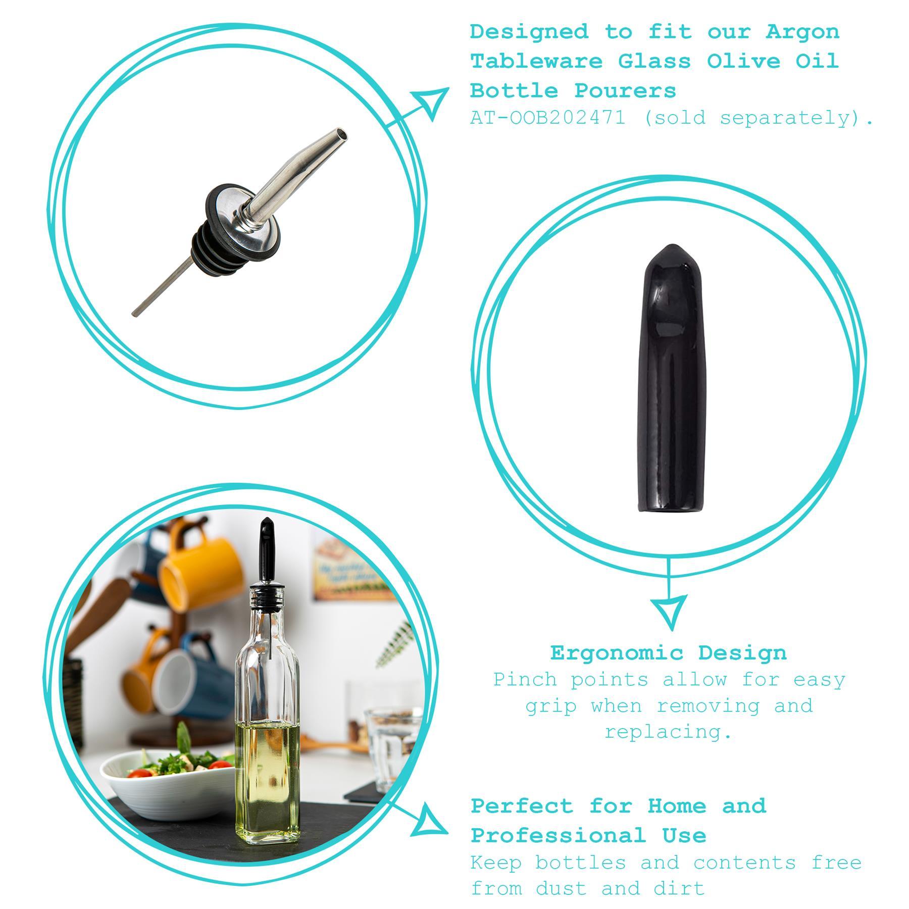 Olive Oil Bottle Pourer Dust Caps - Black - Pack of 10