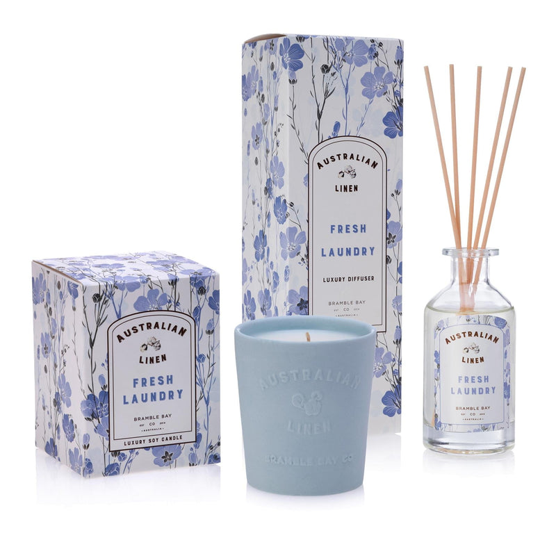Fresh Laundry Australian Linen Scented Candle & Diffuser Set - By Bramble Bay