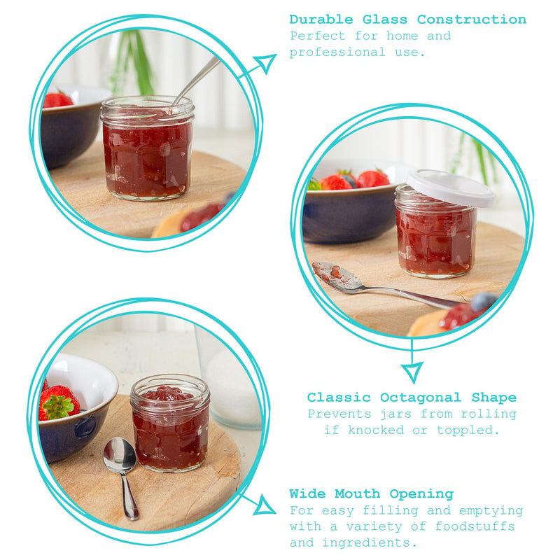 150ml Glass Jam Jars - Pack of 6 - By Argon Tableware