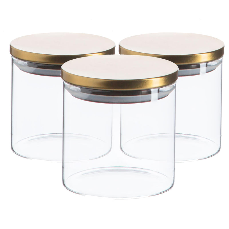 550ml Scandi Storage Jars with Metallic Lids - Pack of Three - By Argon Tableware