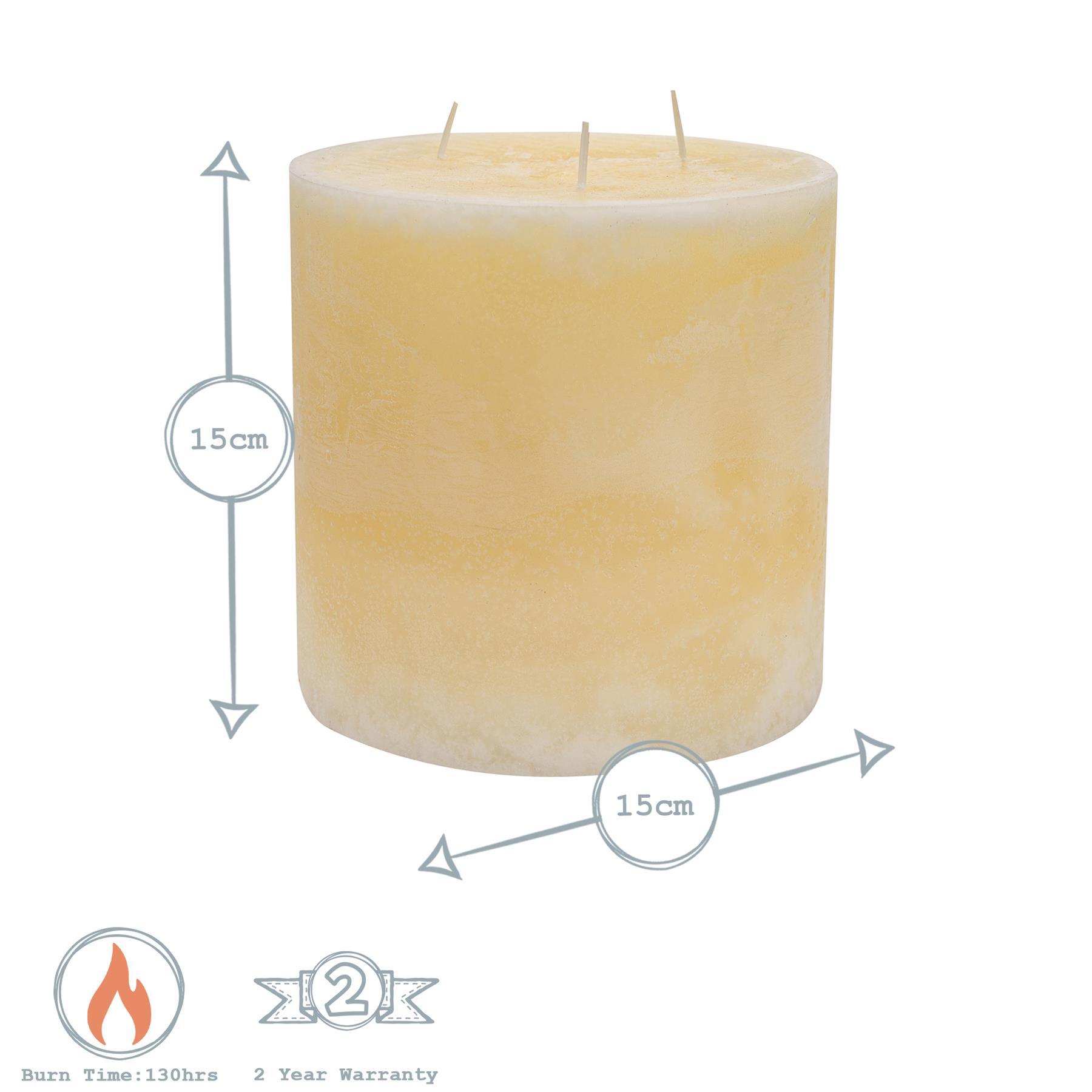 15cm Triple Wick Vanilla Round Pillar Candle