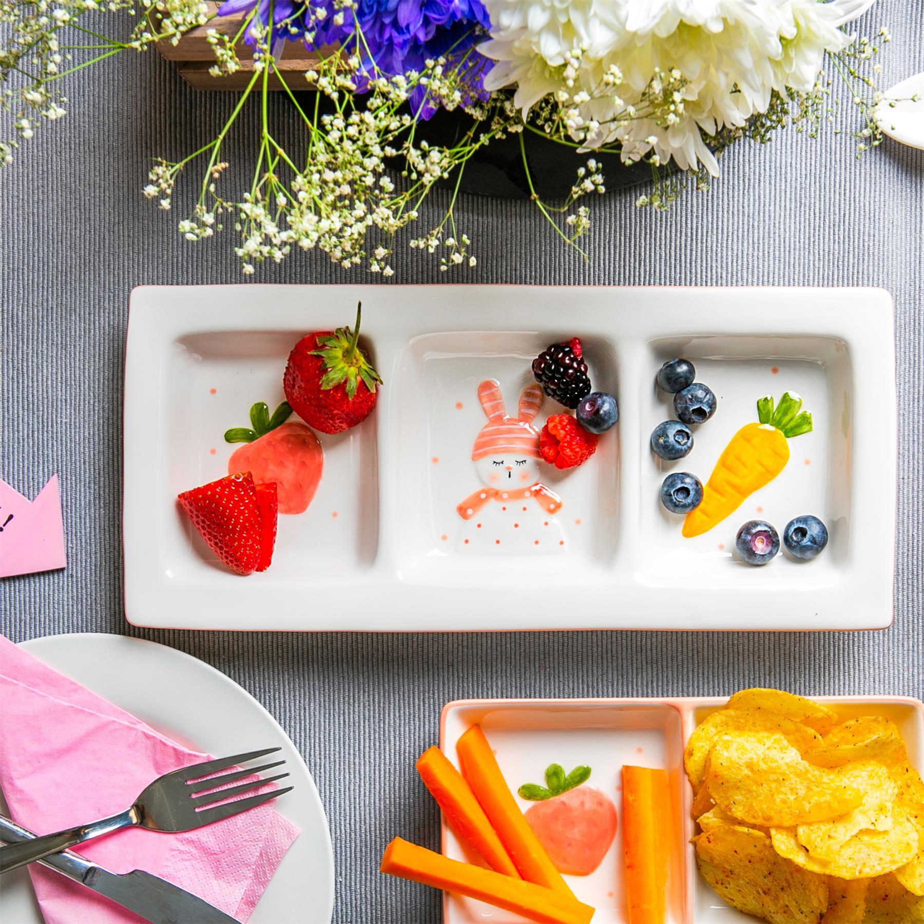 31cm White Easter Bunny Dolomite Snack Plate