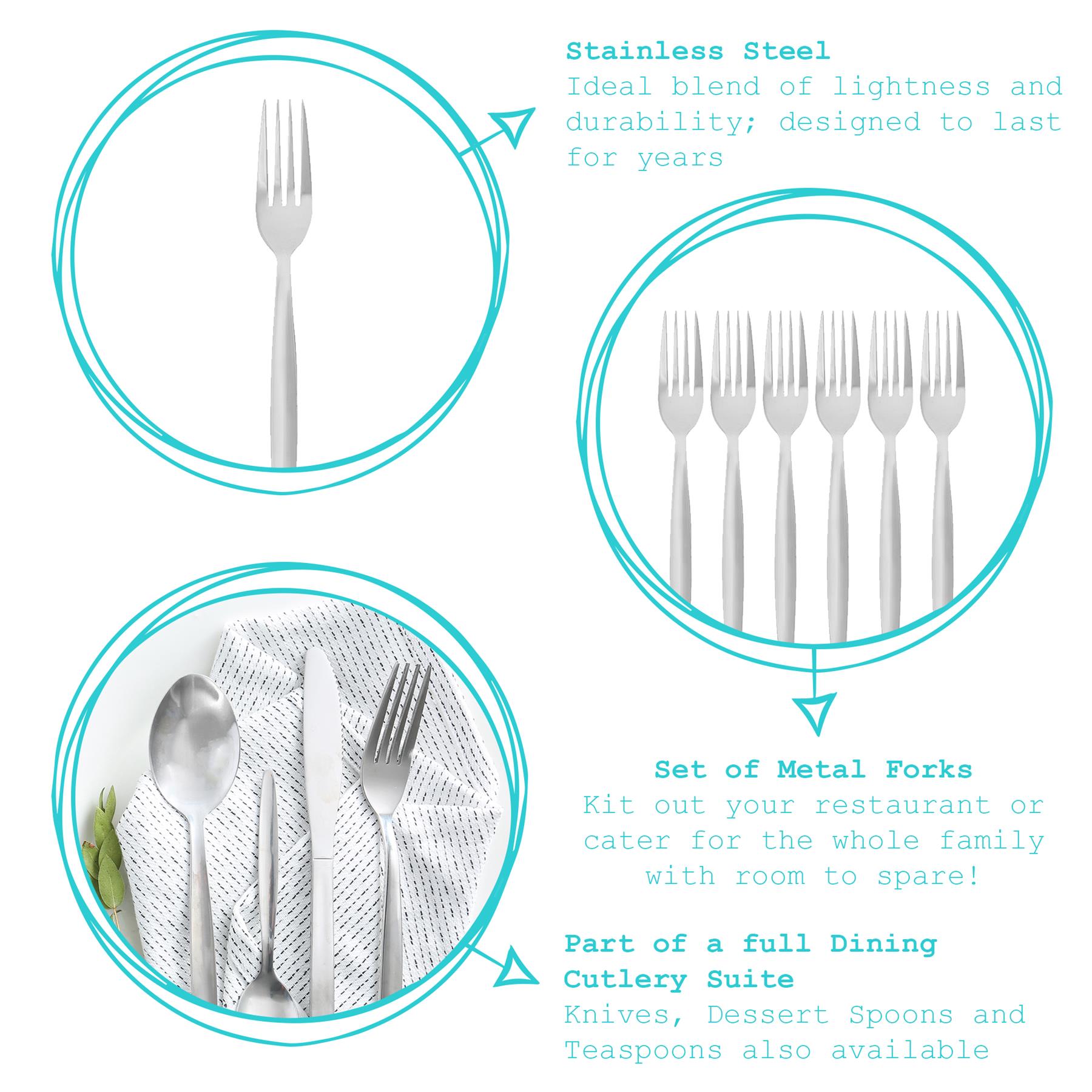Classic Stainless Steel Dinner Forks - Pack of 6