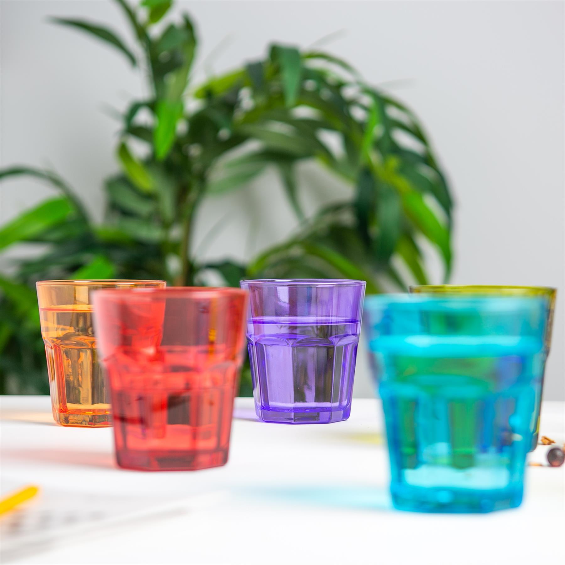 305ml Coloured Water Glasses - Pack of Six