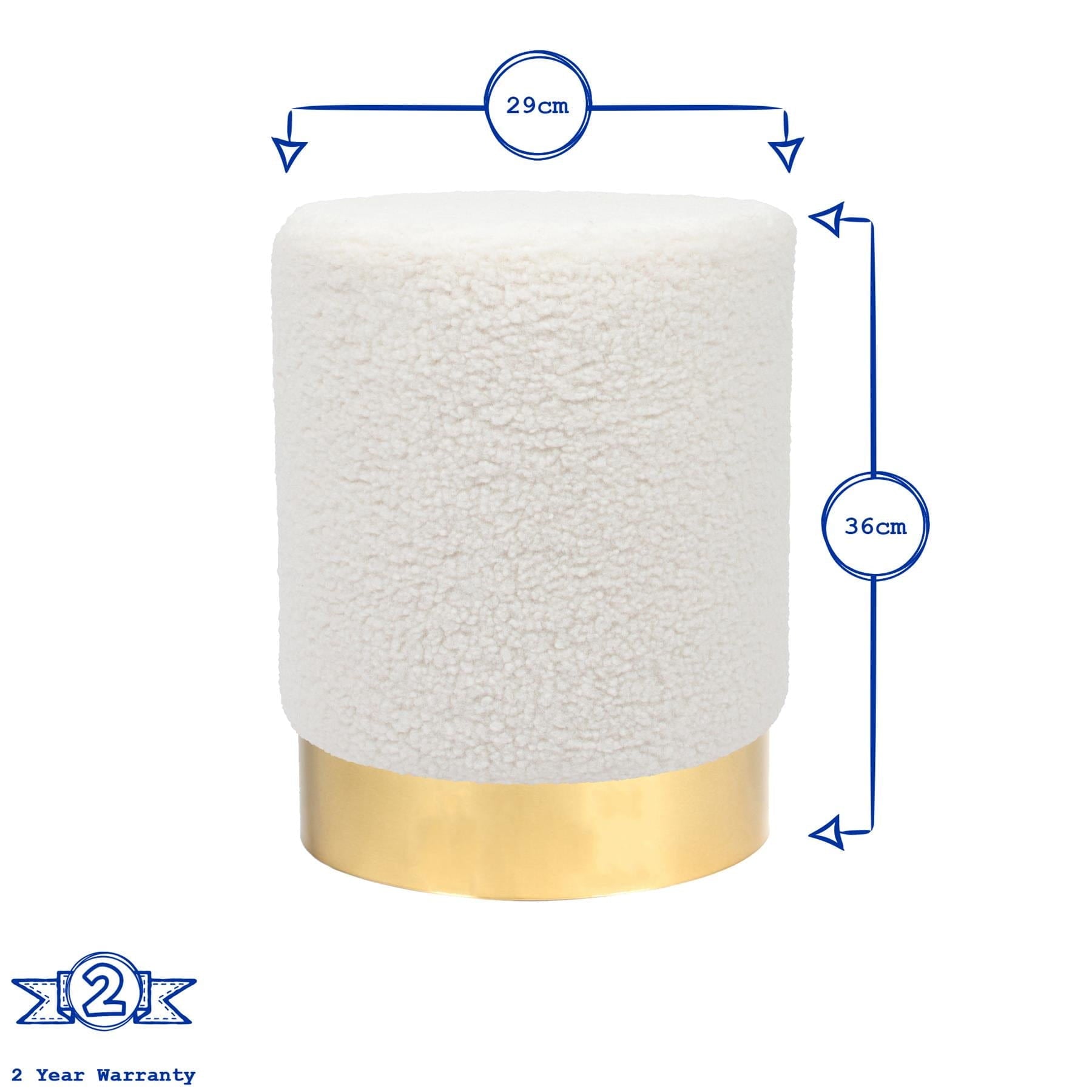 Cream H36 x D29cm Round Boucle Footstool