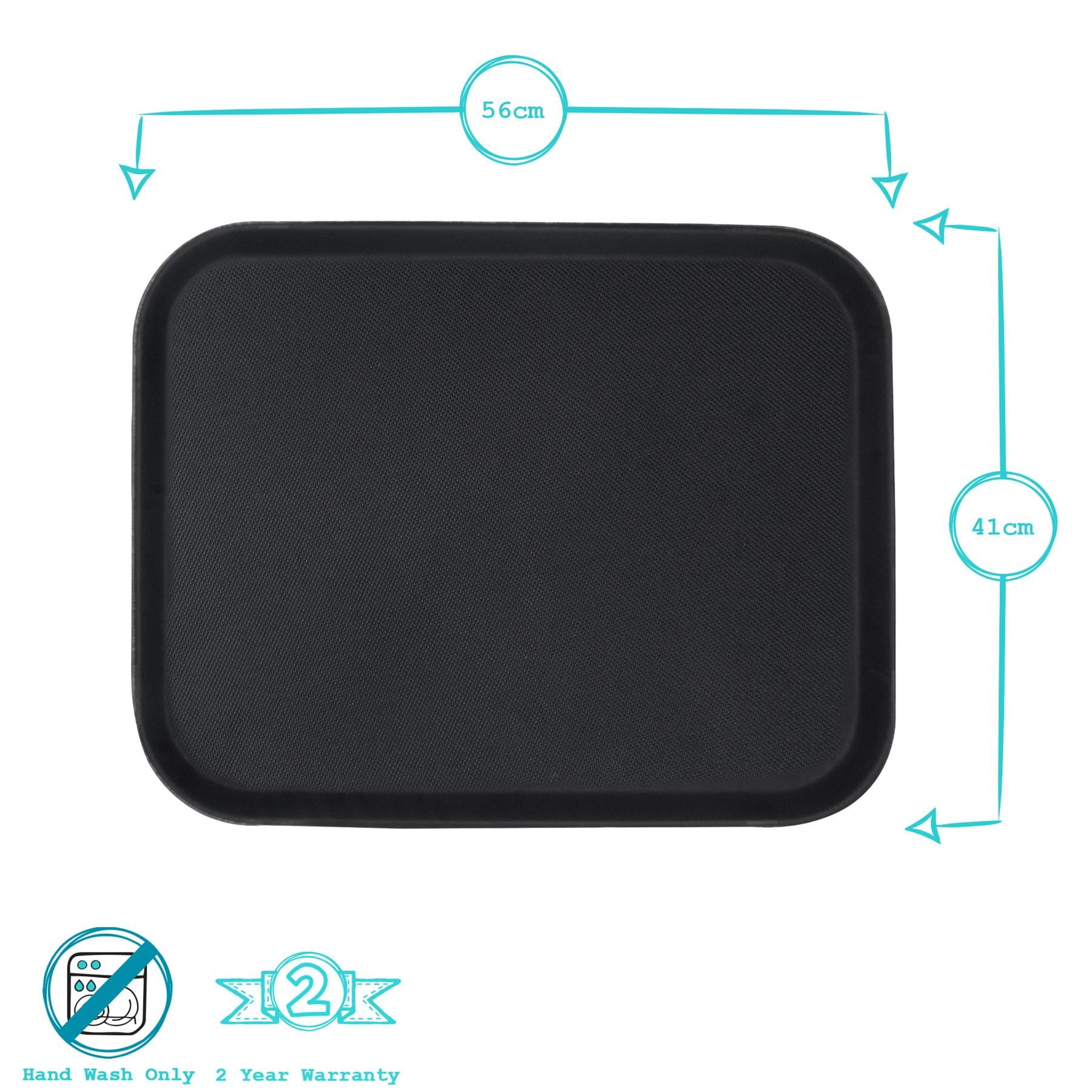 Black 56cm x 41cm Rectangle Non-Slip Serving Tray