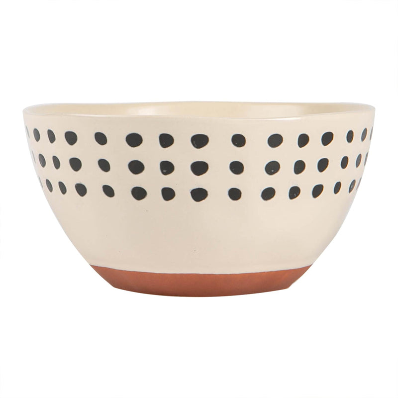 15cm Spotted Rim Stoneware Cereal Bowls - Pack of Four - By Nicola Spring