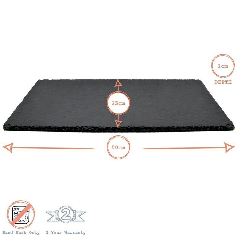 50cm x 25cm Rectangle Slate Serving Platter - By Argon Tableware