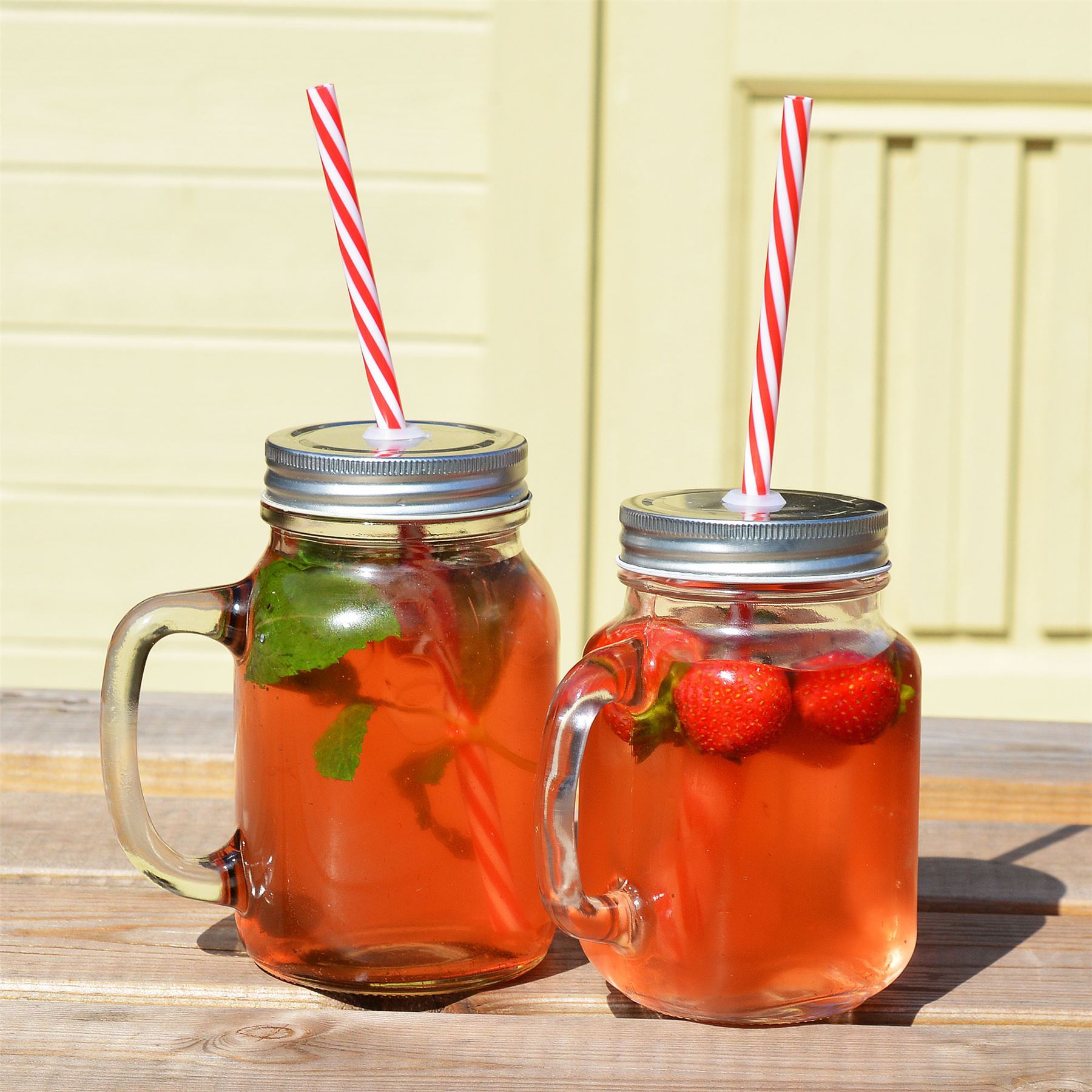 Red Stripe Reusable Plastic Drinking Straws - Pack of 10