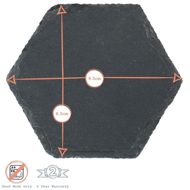 Hexagon Slate Coasters - Pack of Six - By Argon Tableware