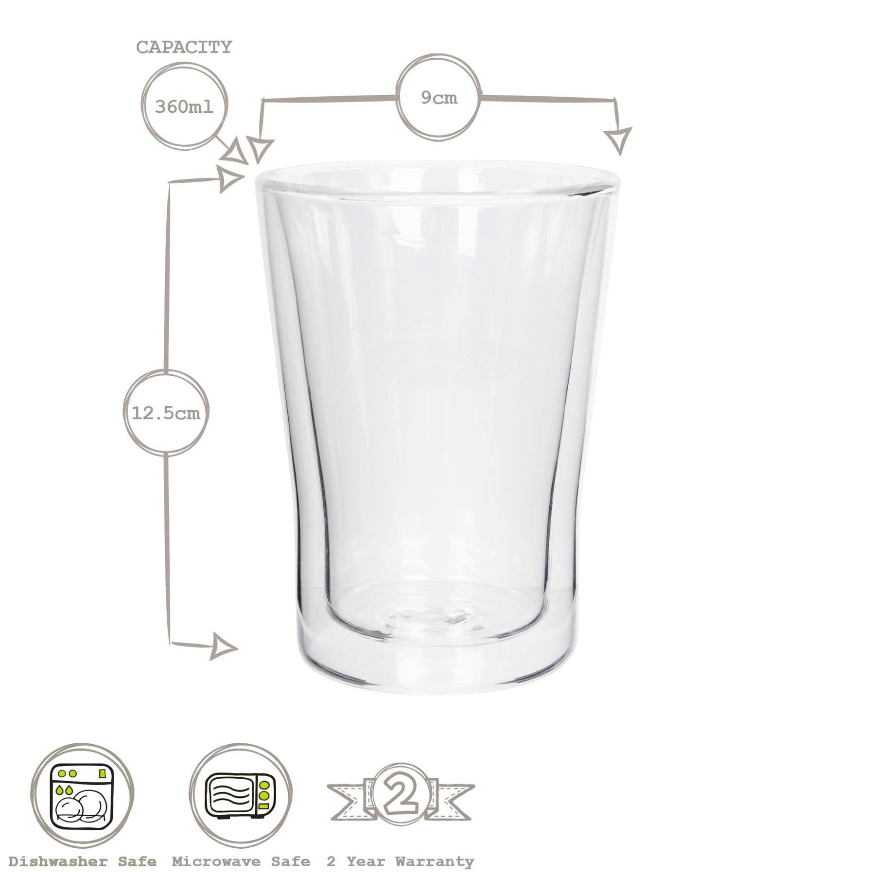 360ml Double-Walled Glasses Set - Pack of 2