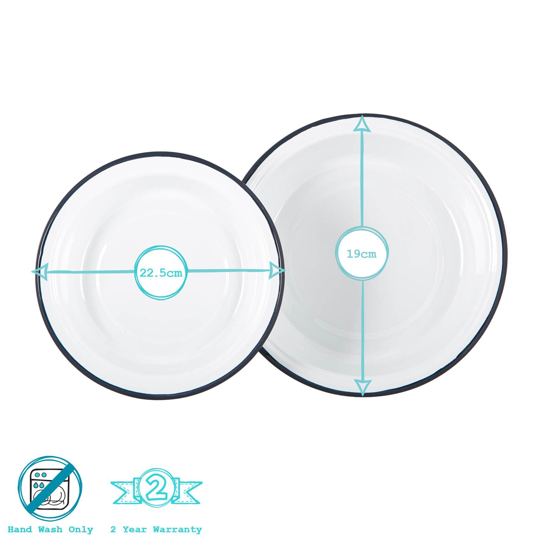 2pc White Enamel Deep Bowls Set