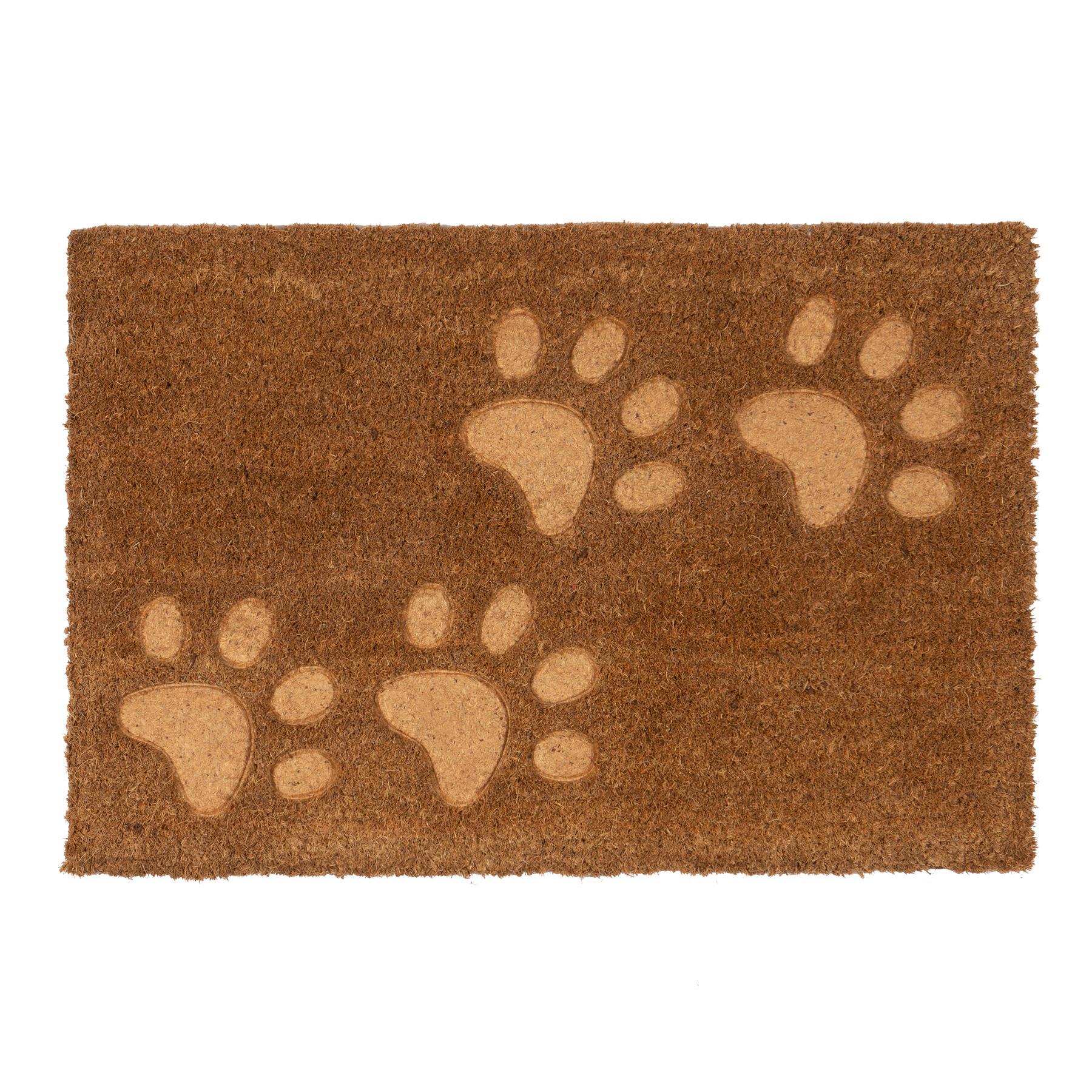 60cm x 40cm Brown Paw Embossed Coir Door Mat