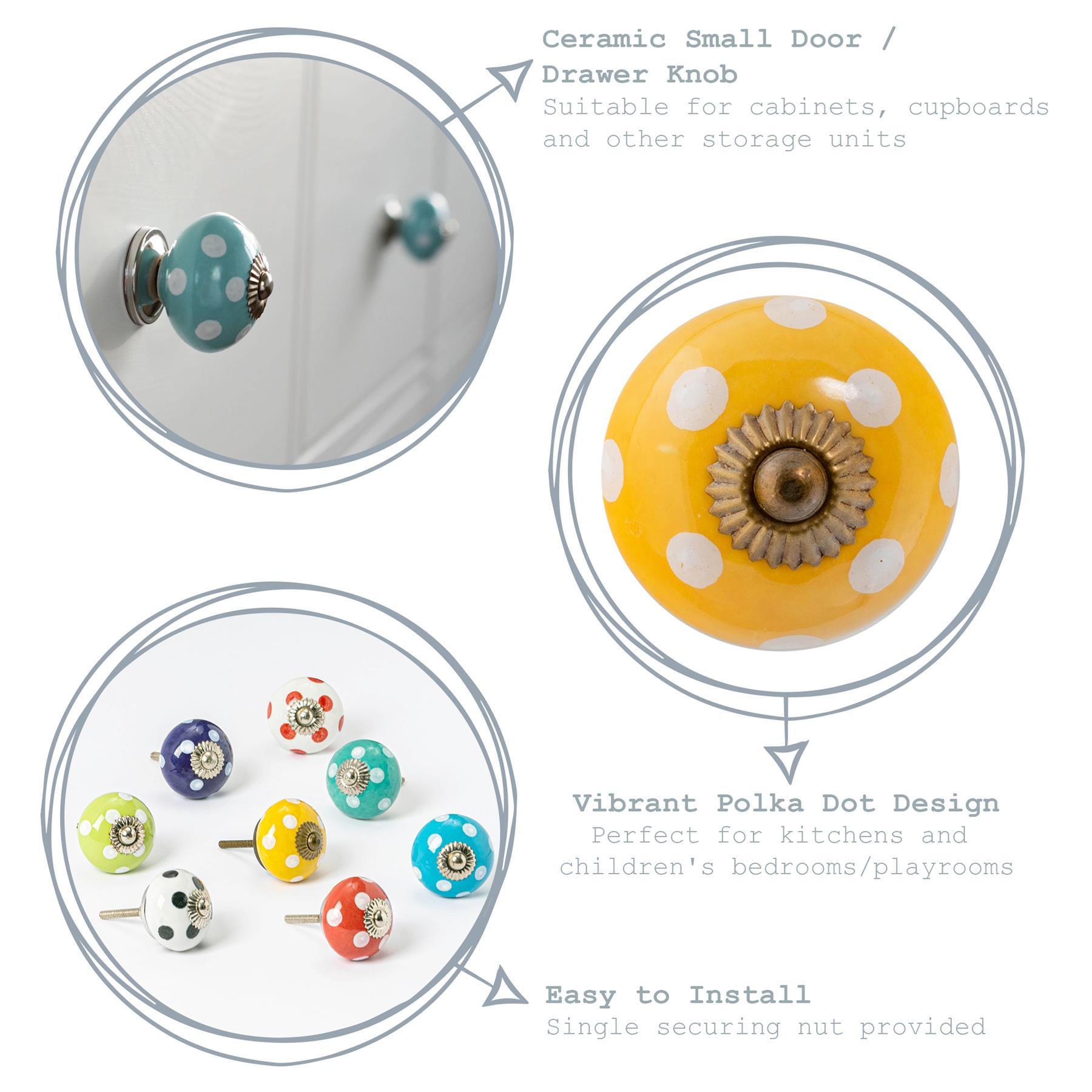 Round Ceramic Cabinet Knobs - Spot - 9 Colours